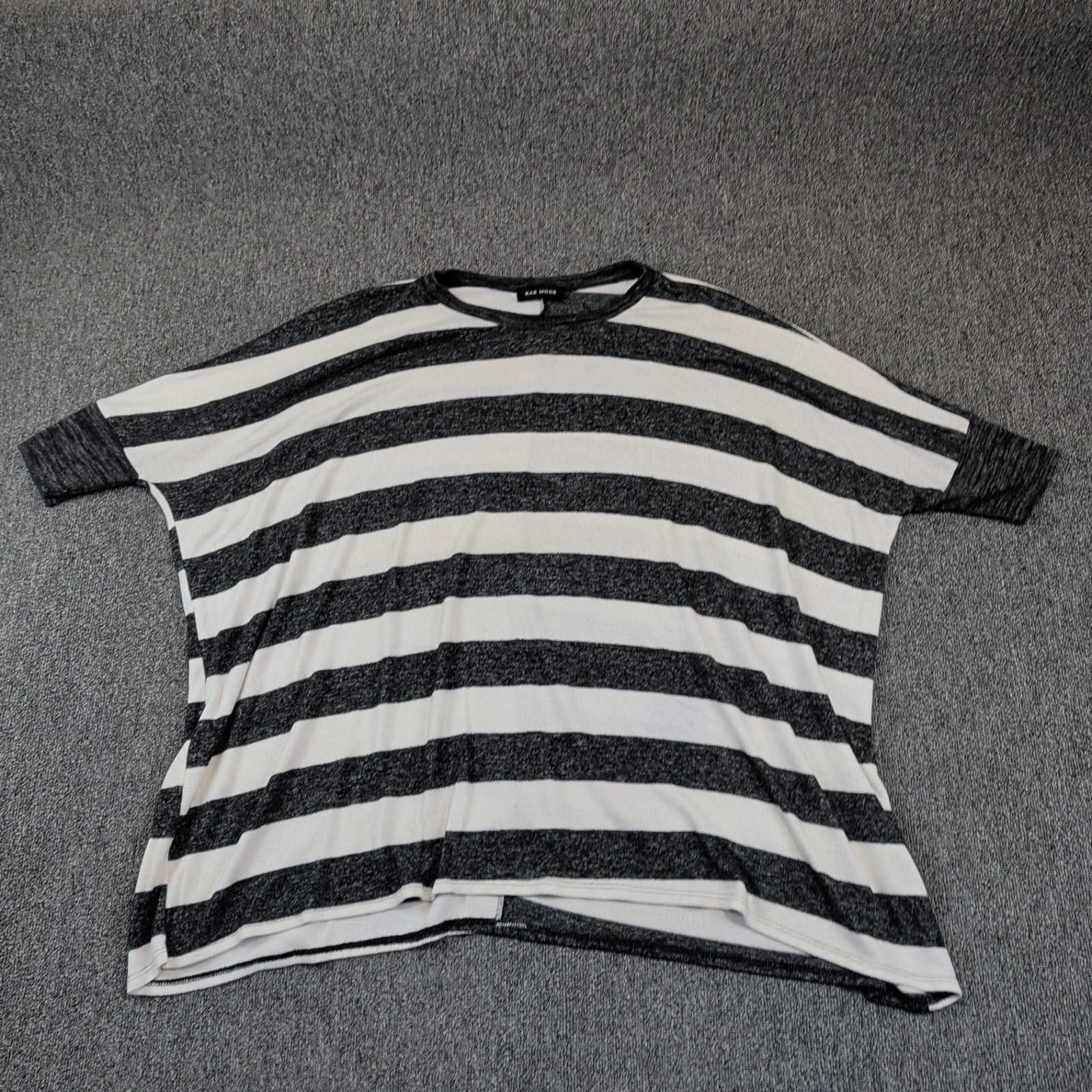 Rae Mode Vintage Oversized Striped Dolman Sleeve Top Large Black White Nautical