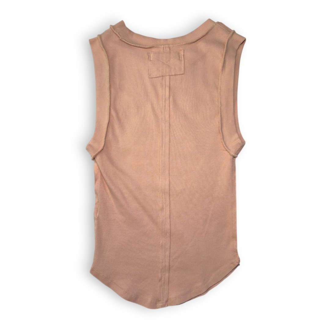 We The Free People Beige Kate Ribbed Tank Top Crew Neck Distressed Almond Tan XS