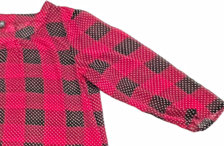 Chico’s Additions Black Fuchsia Plaid Polka Dot Sheer Tunic Top ¾ Sleeve 0