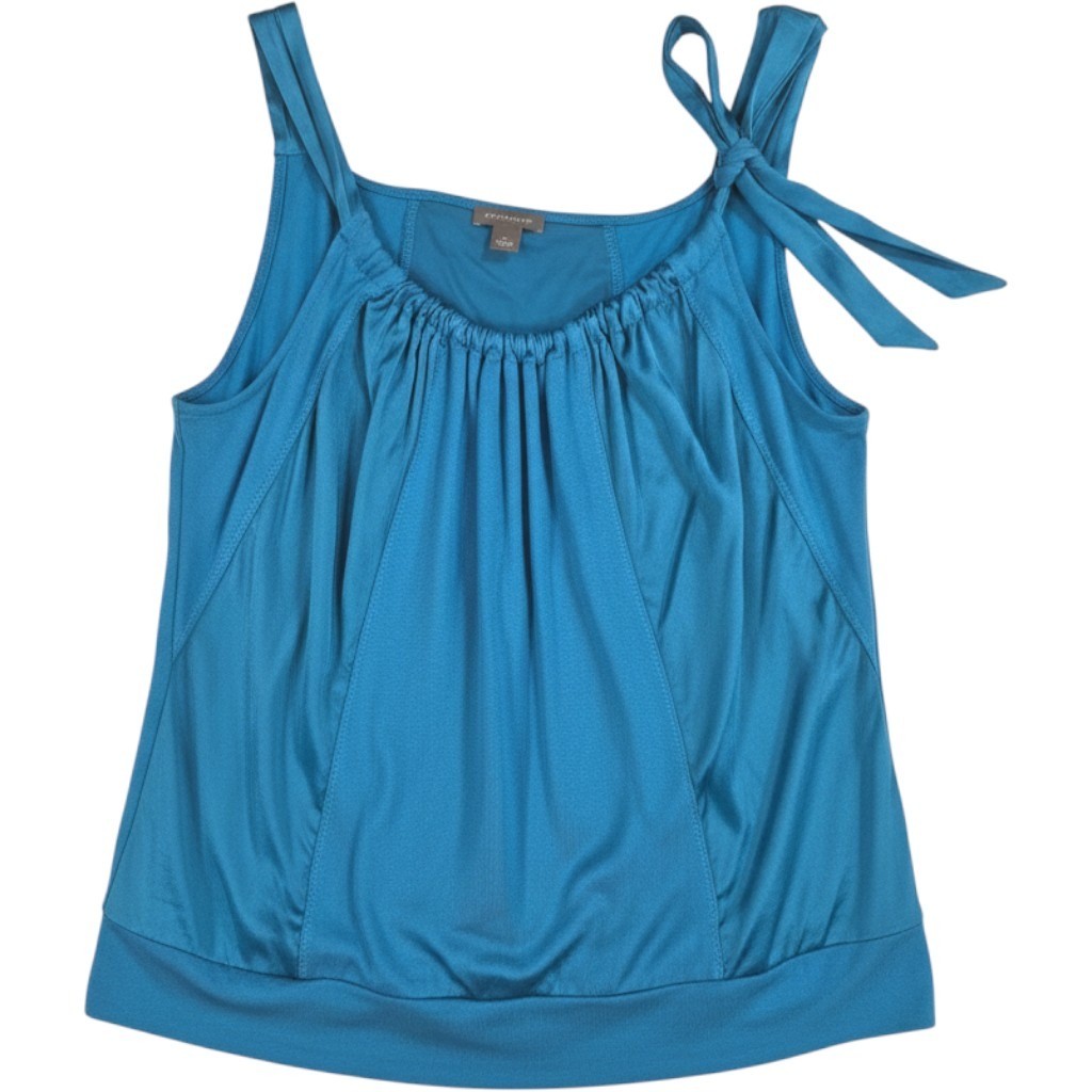 Ann Taylor Blue Satin Tank Top M Business Dress Elevated Basic Corporate Chic