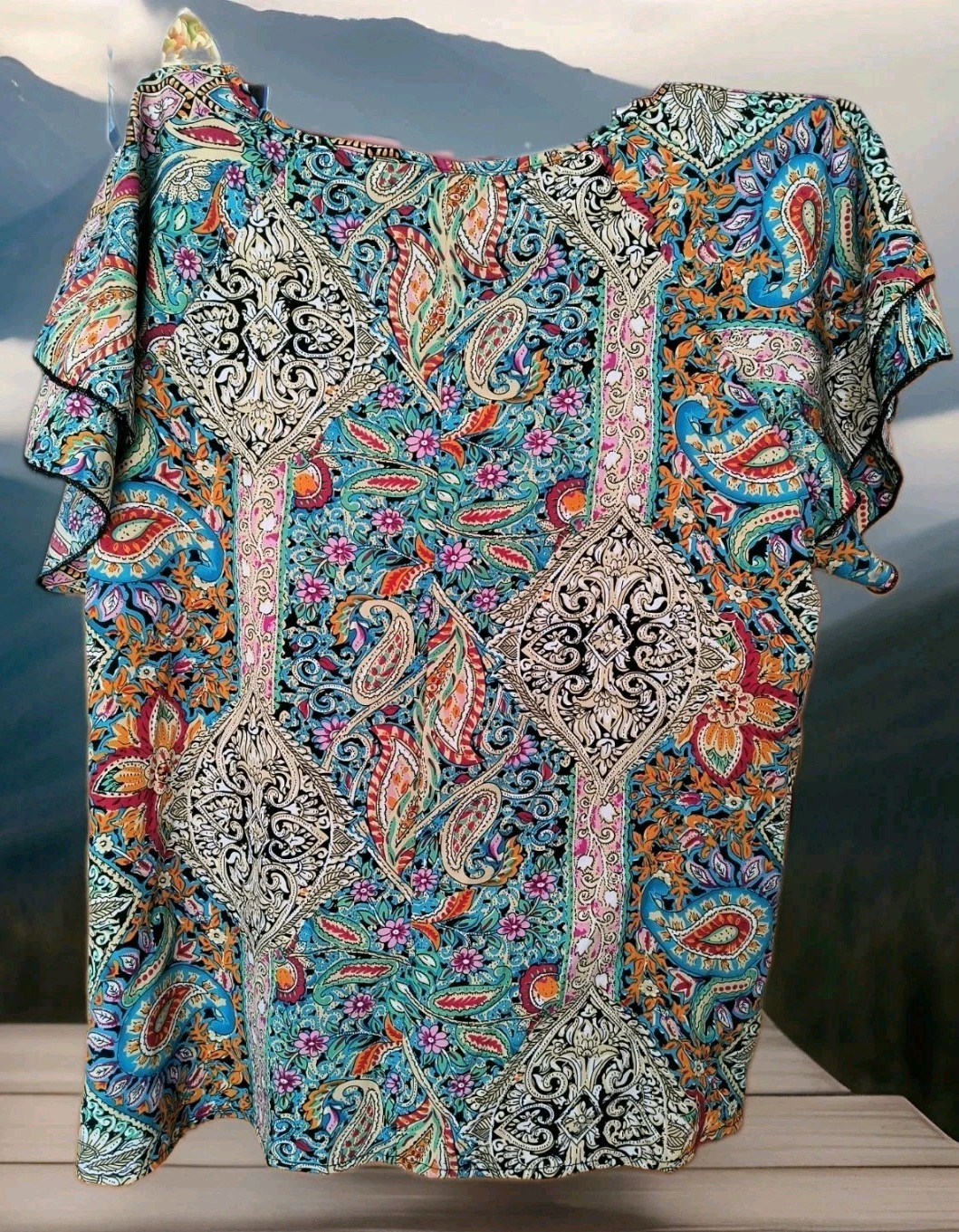 Silky Scarf Boho Blouse With Bell Sleeves