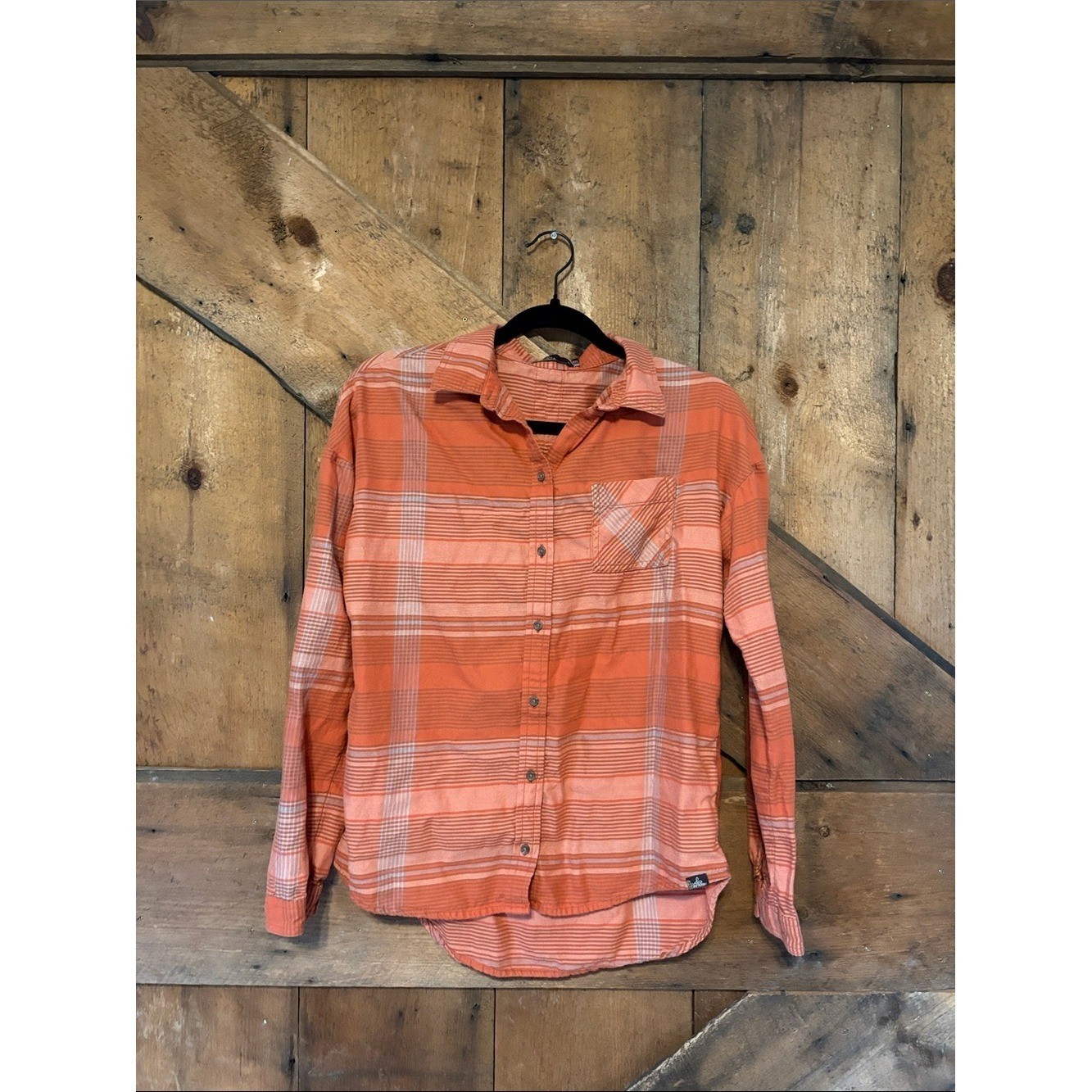 Prana Women’s Orange Plaid Button-Down Shirt