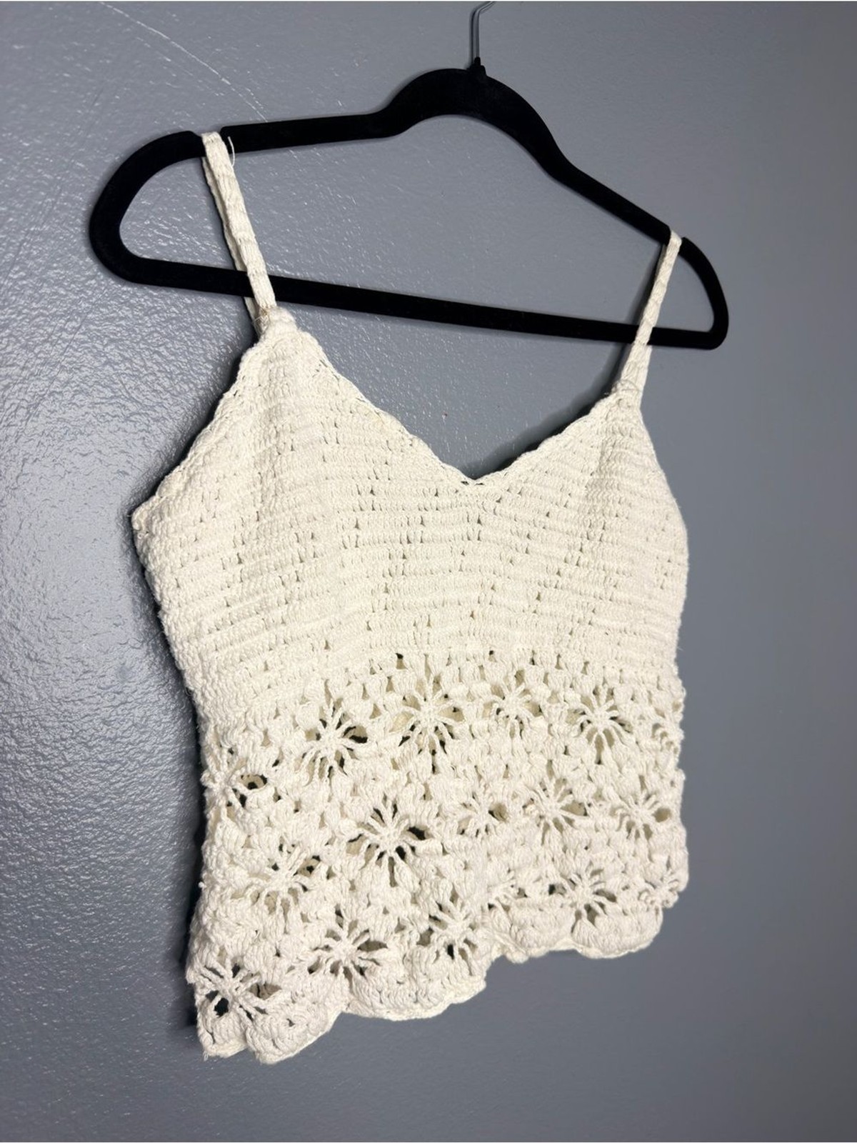 Crochet Knit Cotton Beach Resort Spaghetti Strap Tank Top – Size Medium