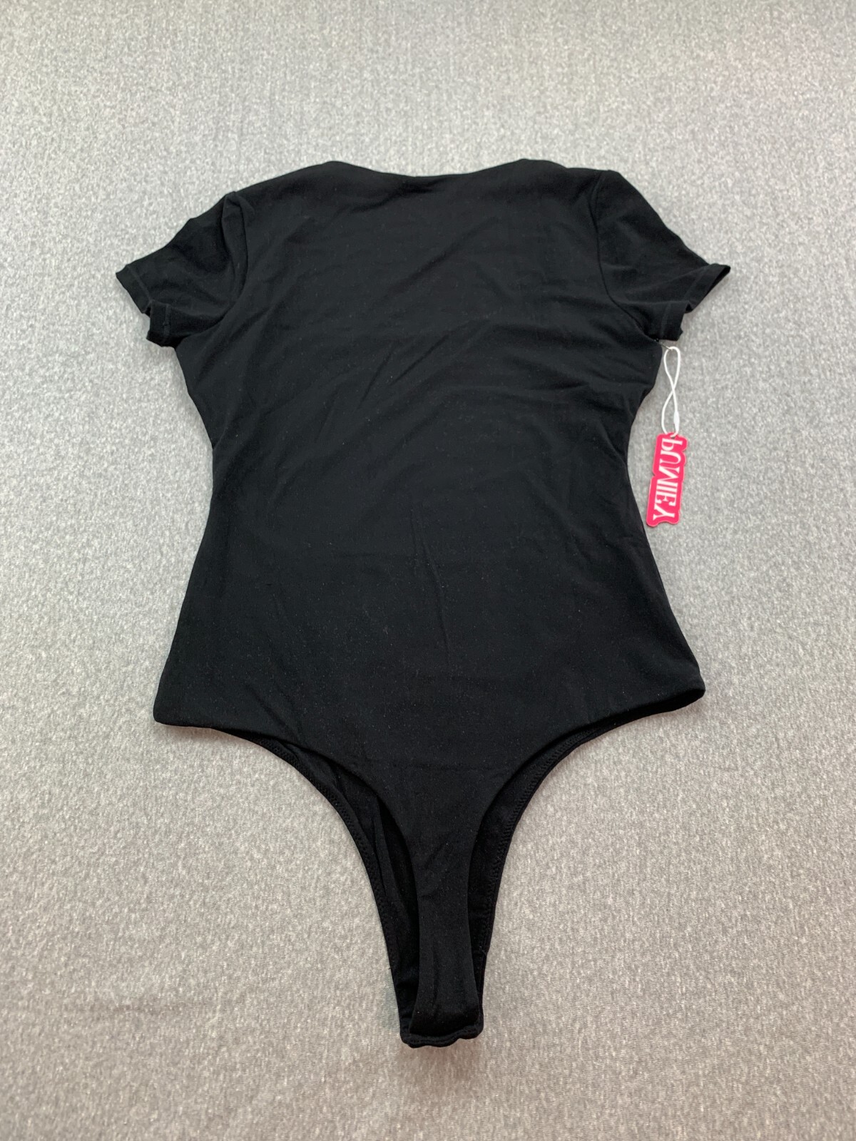 Pumiey Square Neck Short Sleeve Bodysuit Top Women S Black Stretch Comfortable