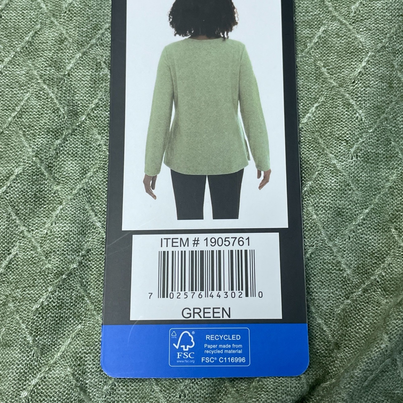 Mario Serrani Women’s L Green Long-Sleeve Textured Knit Top Rayon Blend F1101