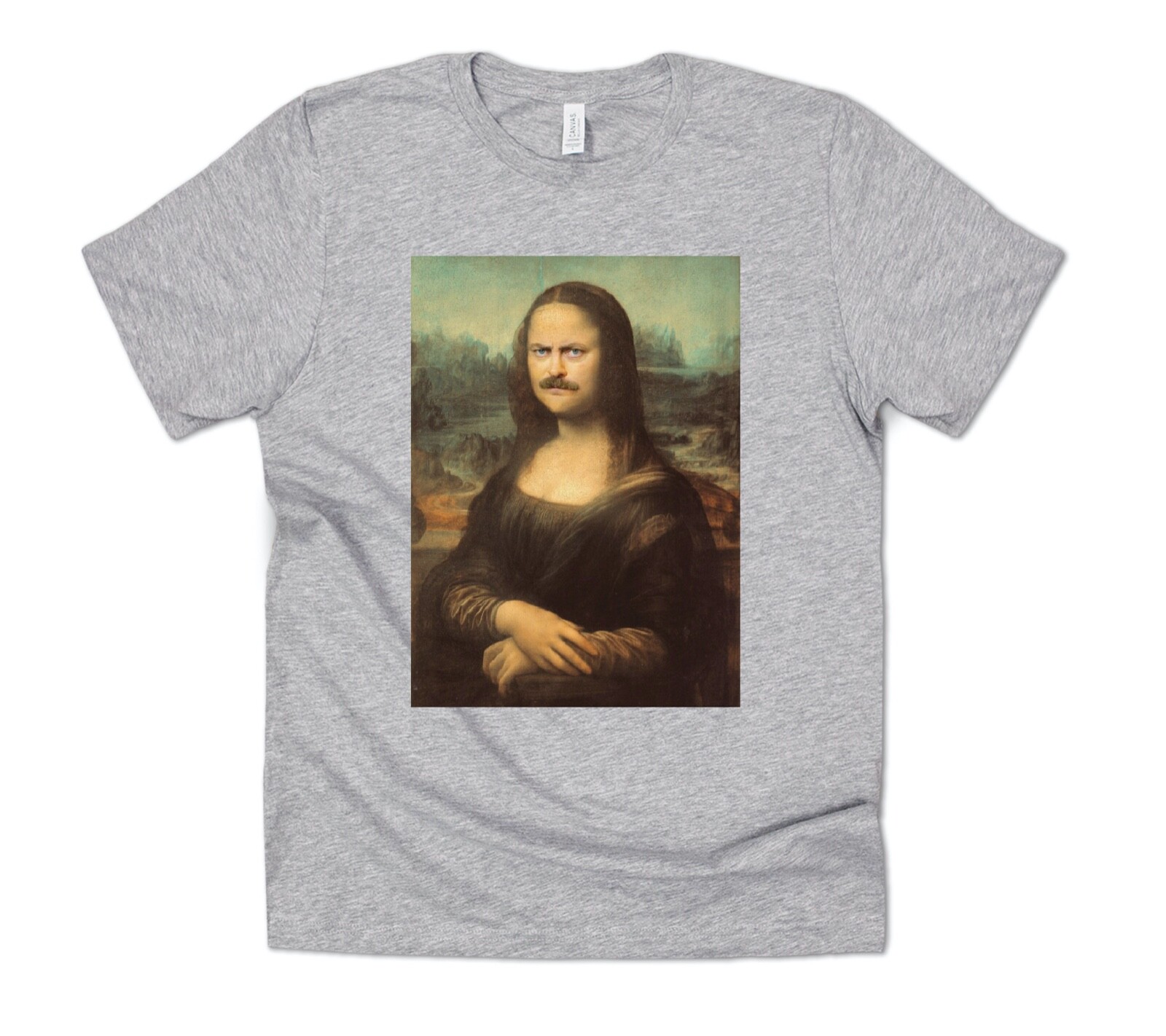 Ron Swanson Mona Lisa T-shirt Tee Funny Parks and Rec Recreation Gift Joke Retro