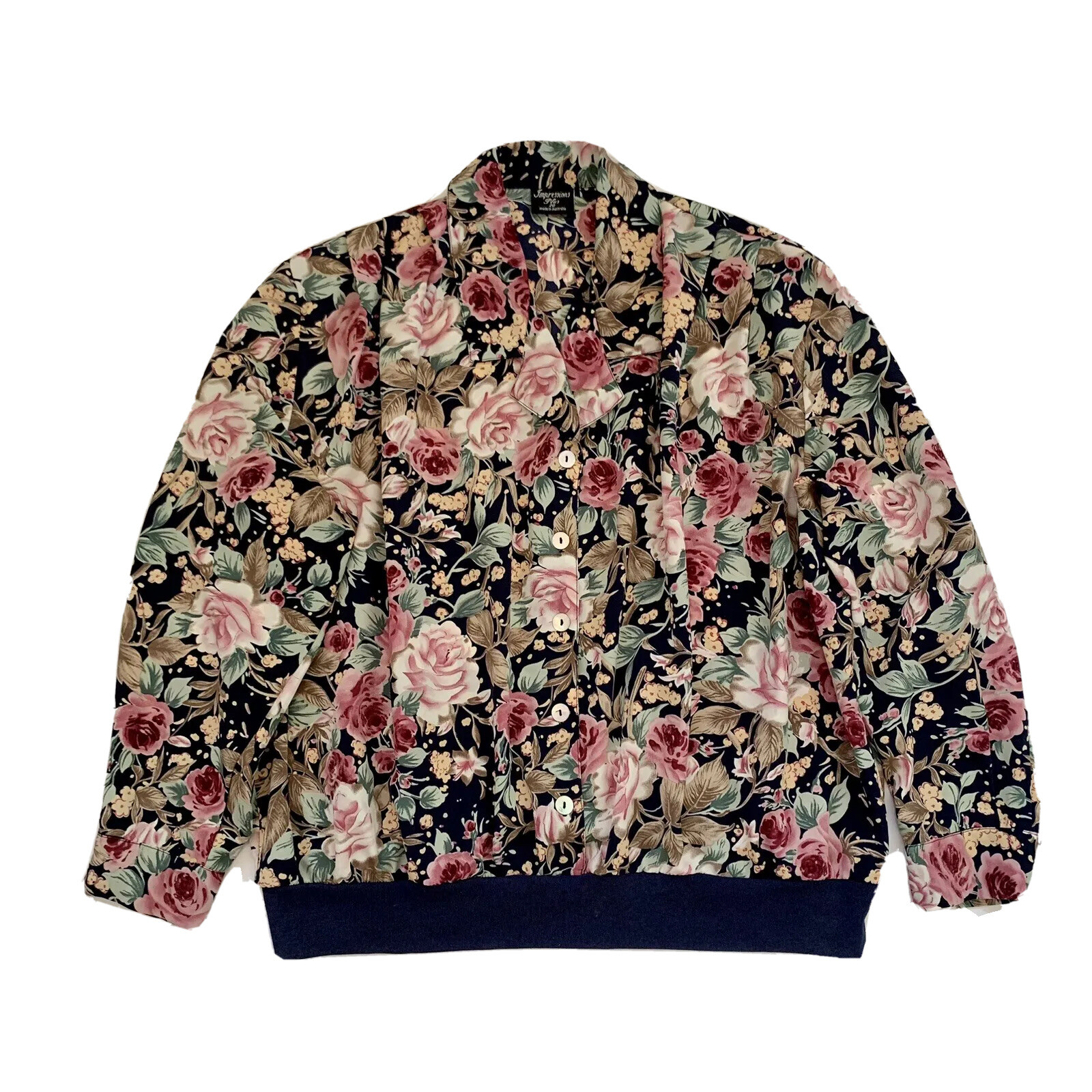 Impressions Plus Womens Top size 20 bust 110cm Floral Long Sleeve Vintage