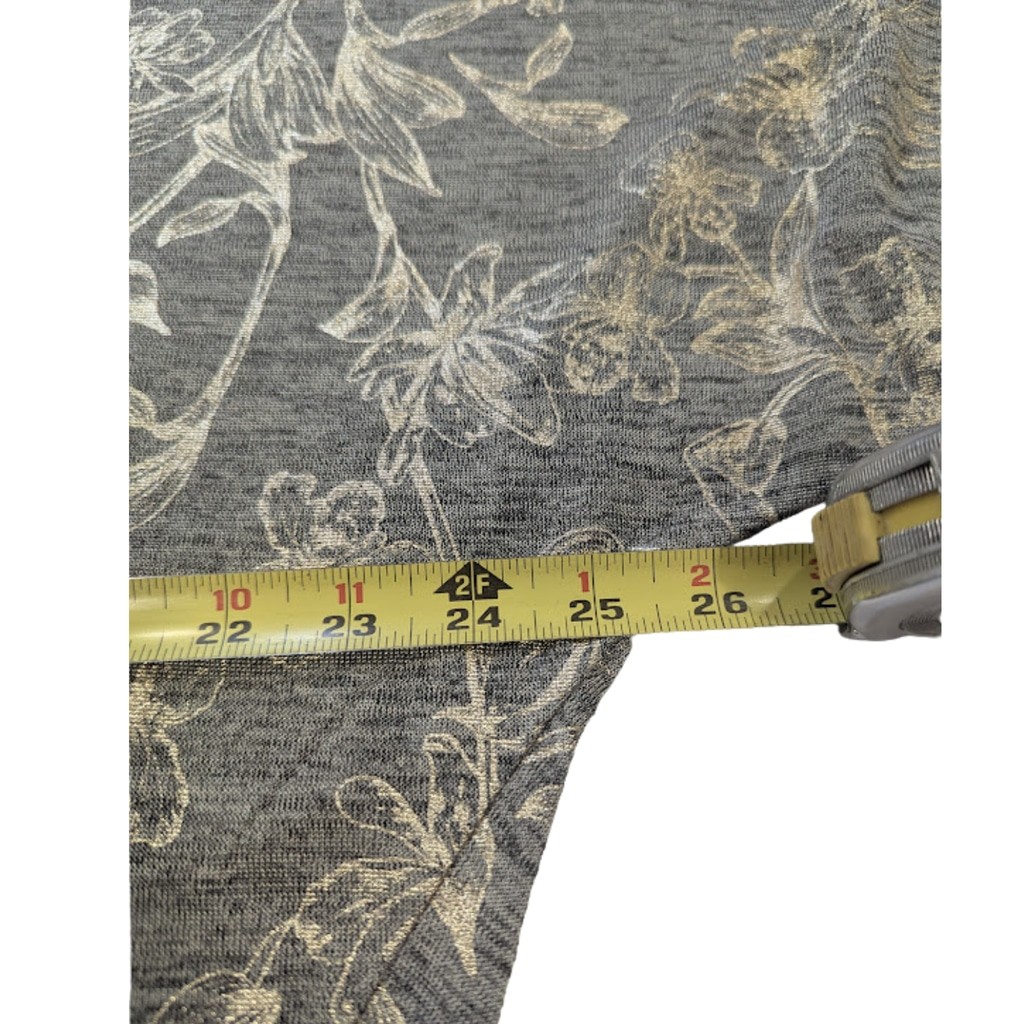 Metallic Foil Dolman Top | WHBM Gold Floral V-Neck Soft Knit Blouse M NWT