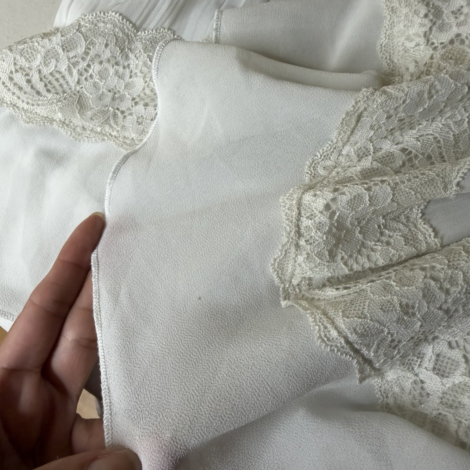 Free People White Lace Ruffle Blouse Pleated Romantic Victorian Bad At Love L