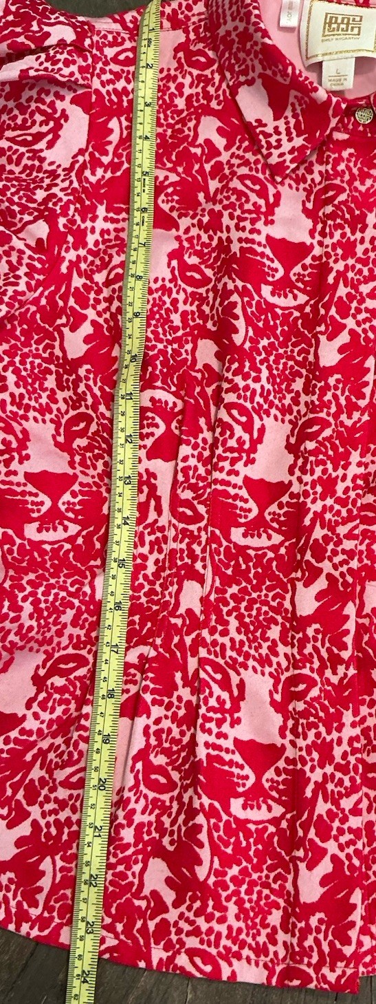 Emily McCarthy Brit Top in Cheeky Cheetah Size Large Pink and Red Puffy Sleeves