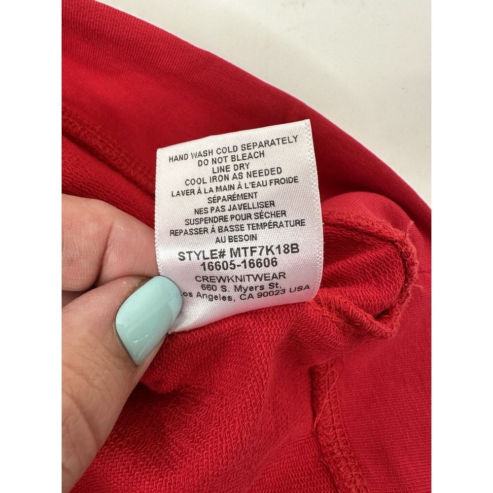 Bobeau Sweatshirt Top Women’s Small Crewneck Split Tie Sleeves Made in USA Red