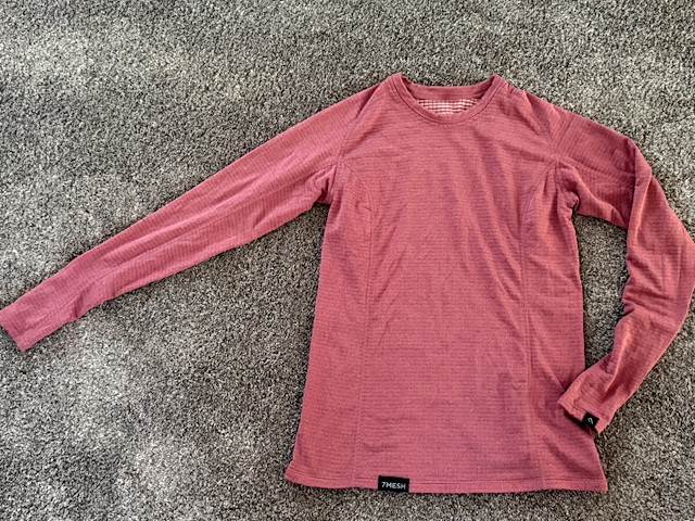 7Mesh Womens StretchL/S Thermal Cycling Running Top Light Cranberry XS NWOT