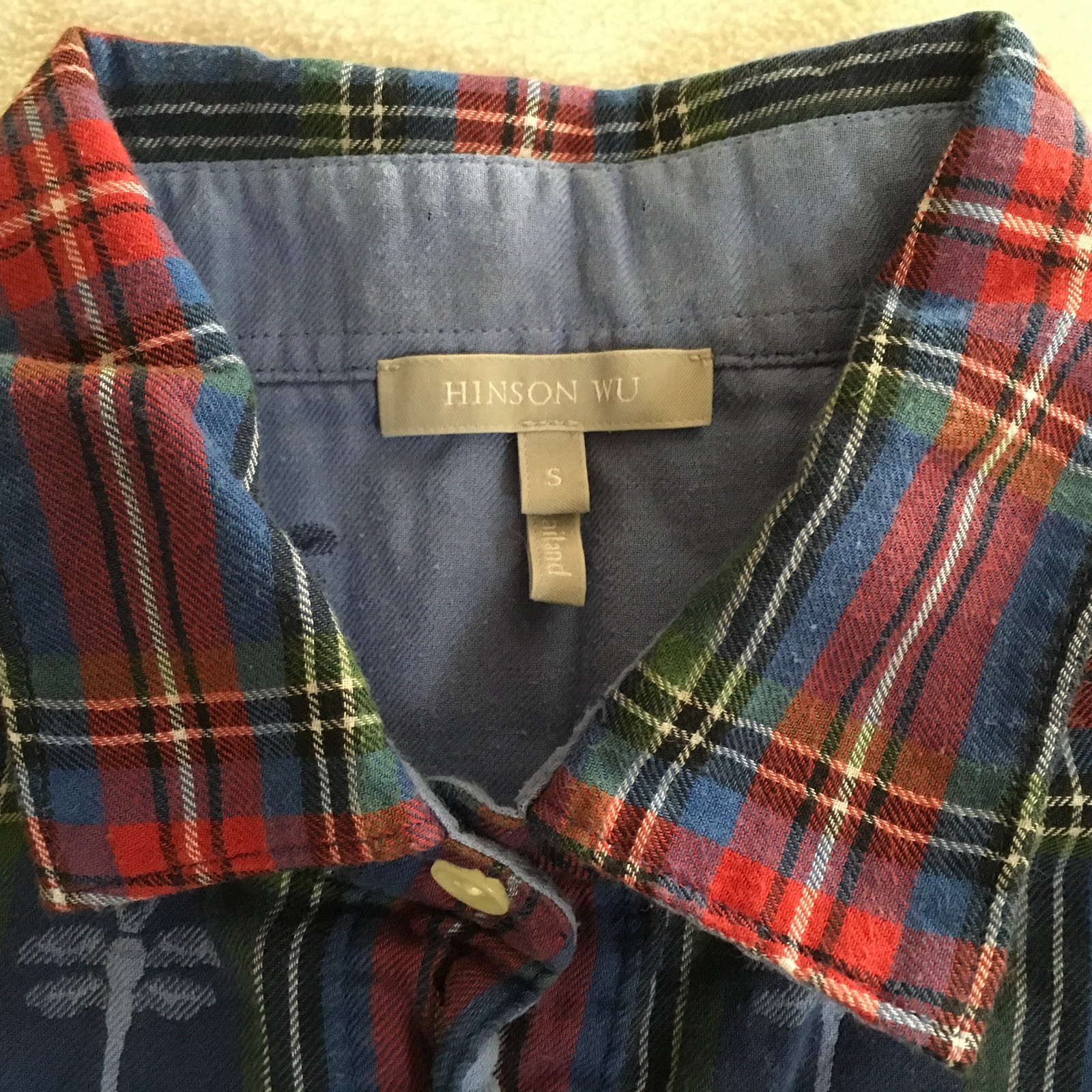 Hinson Wu Women’s Blue Multicolor Dragonfly Halsey Plaid Lined L/S Shirt Small S