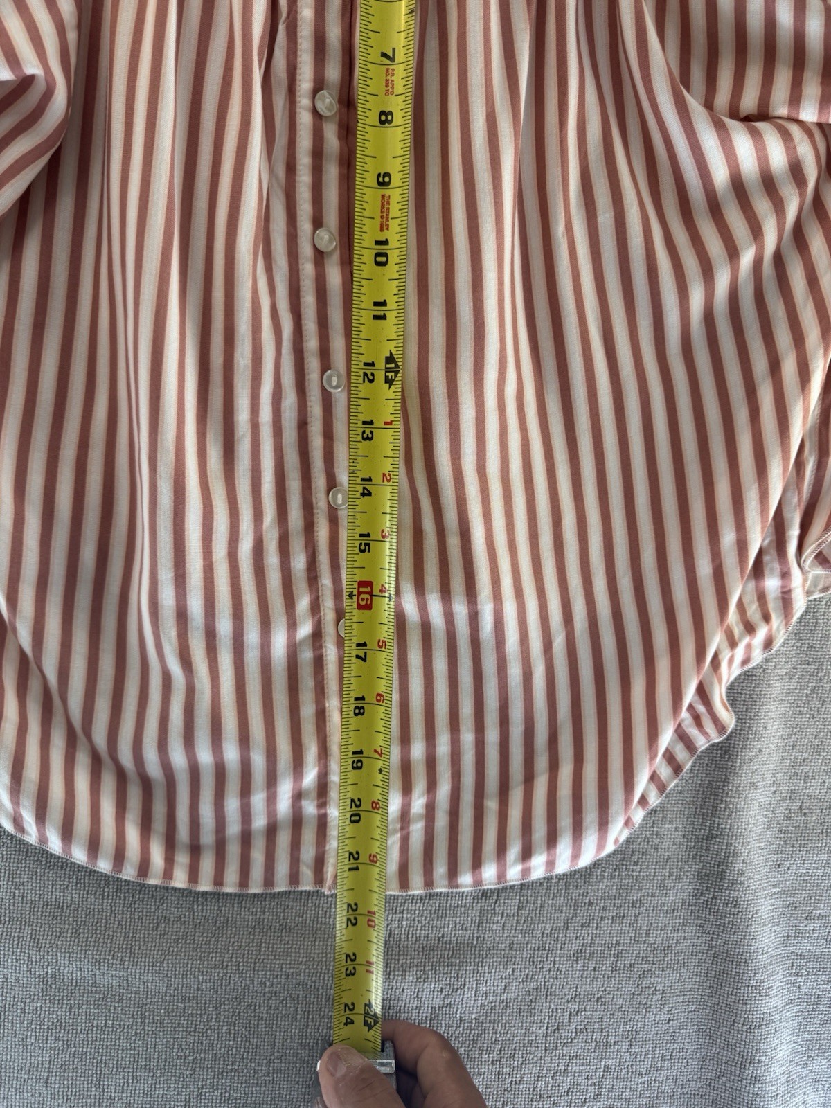 LASCANA Blouse Women US 8/10 Pink White Striped Flutter Sleeve