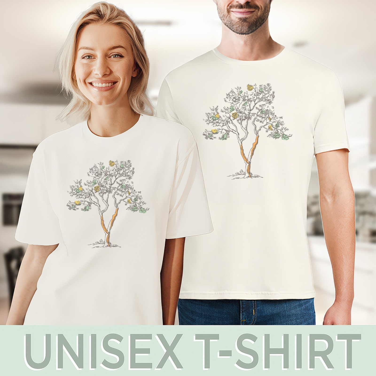 Hand Drawn Botanical Tree Graphic Tee Minimalist Nature Art T Shirt