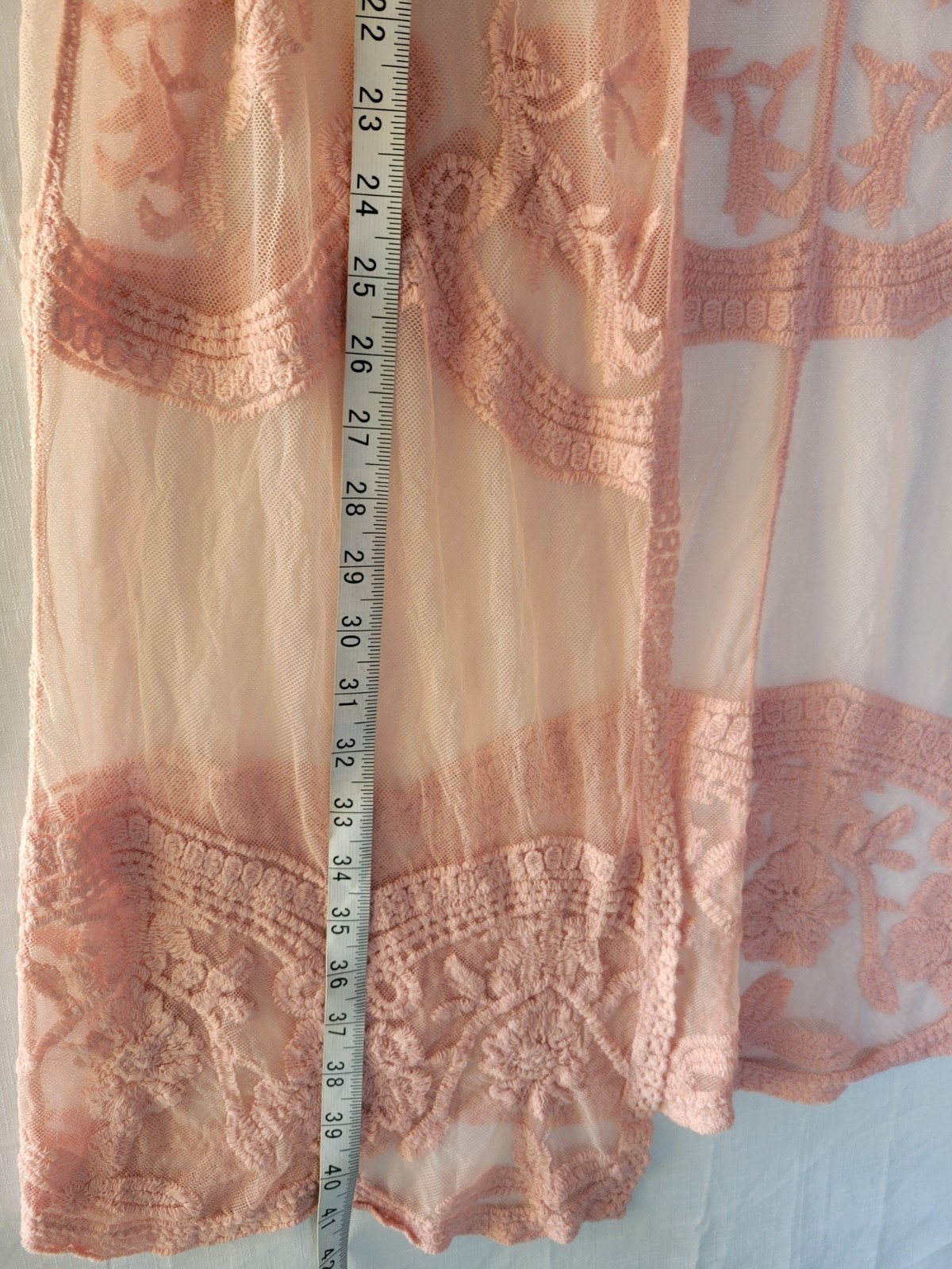 Anna-Kaci Pink Floral Embroidered Lace Kimono Cardigan Open Front Mesh Boho OS