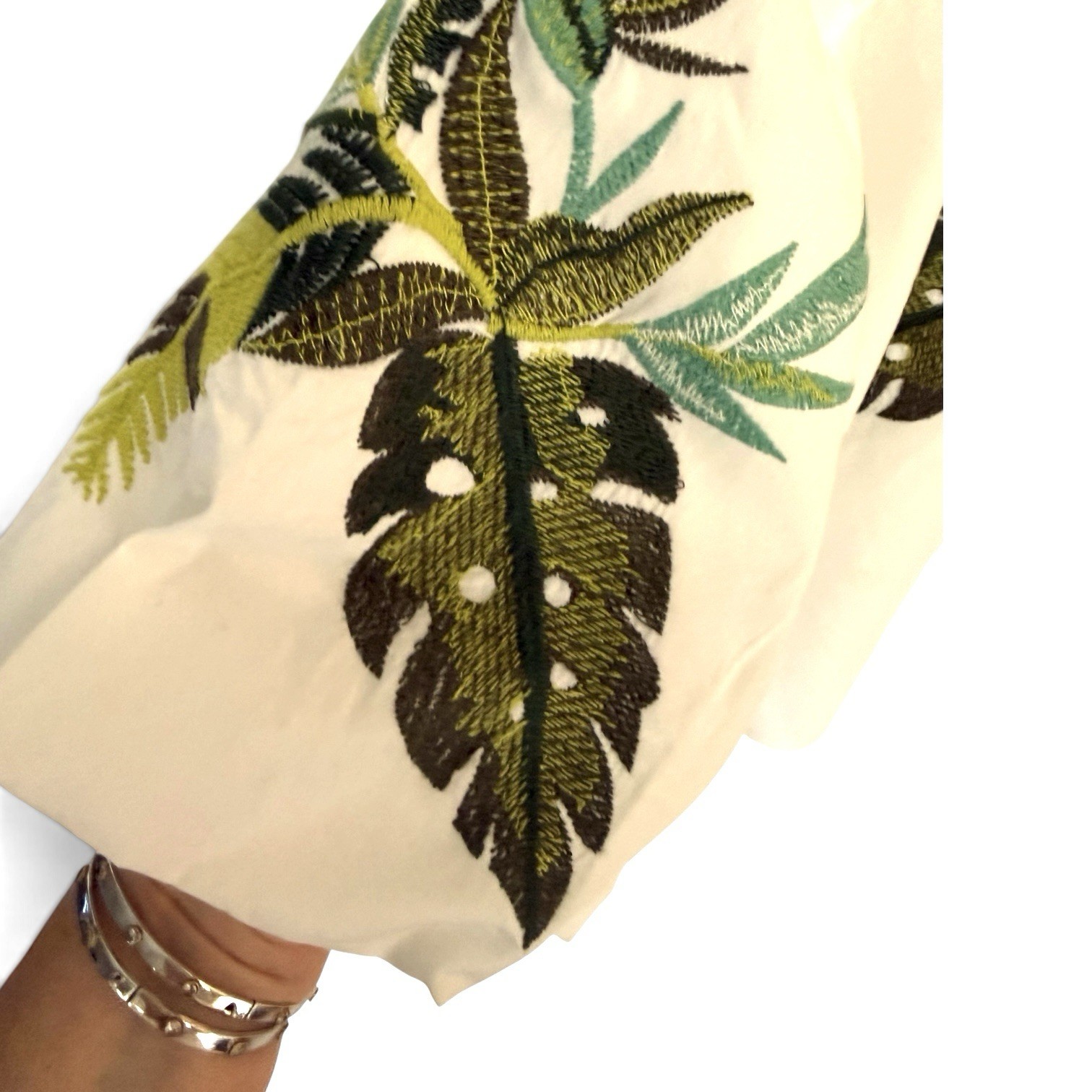 Zara Basic Collection Tropical Embroidered Poplin Boxy Top Size Sm Pre-Owned EUC