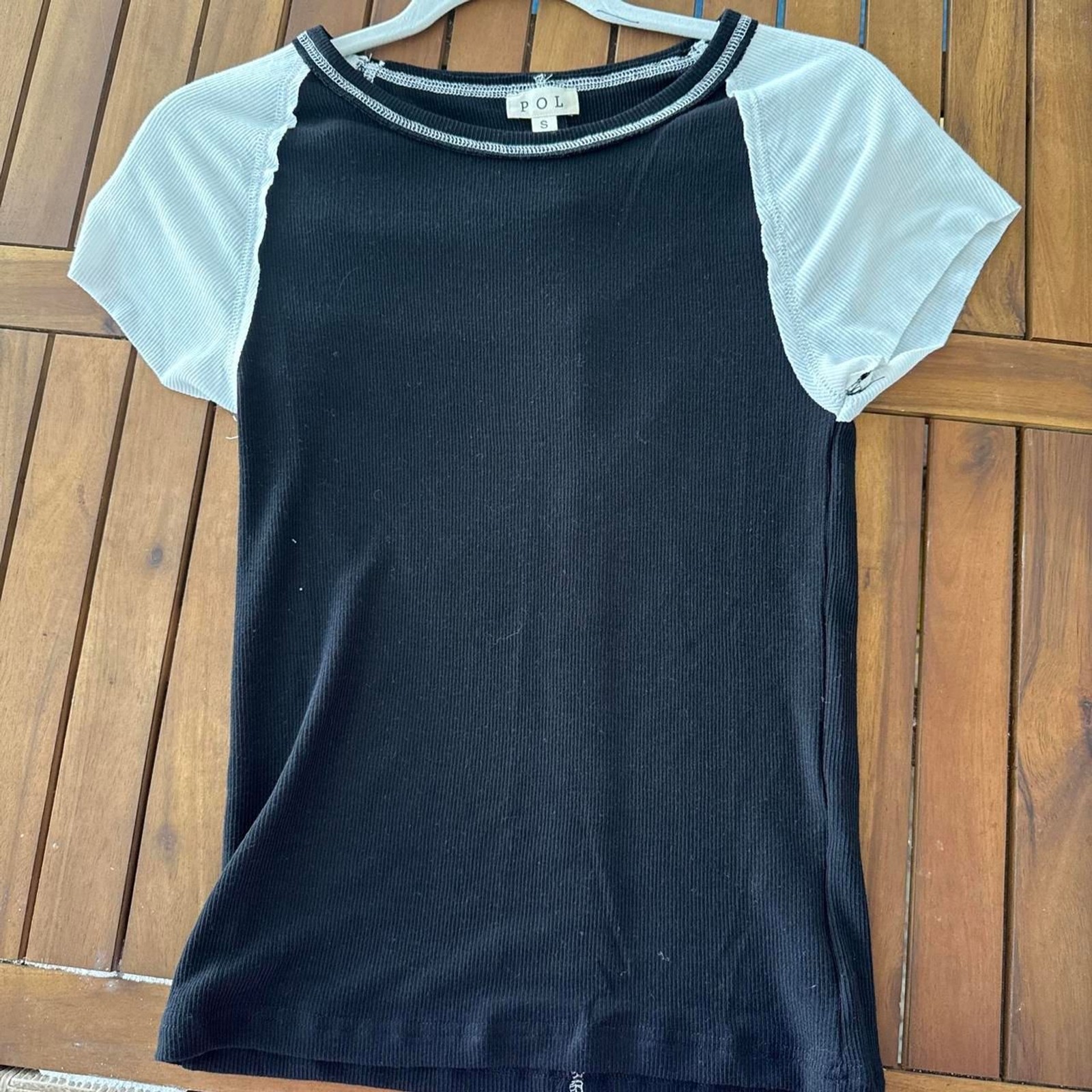 Pol Women’s Black and Navy T-shirt