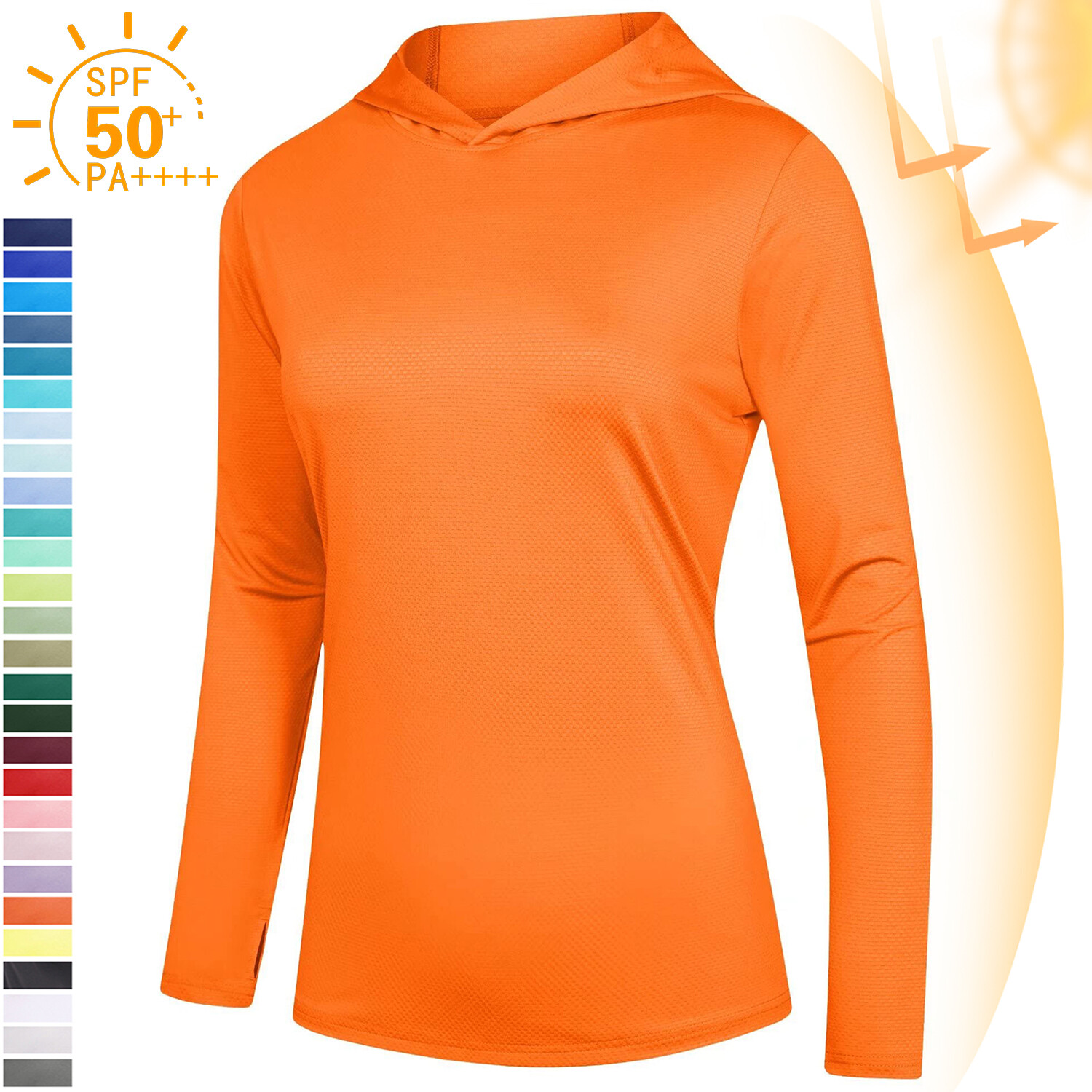 UPF50+ Women’s Casual Hoodie Sun Block Long Sleeve UV Shirts Rash Guard T-Shirts
