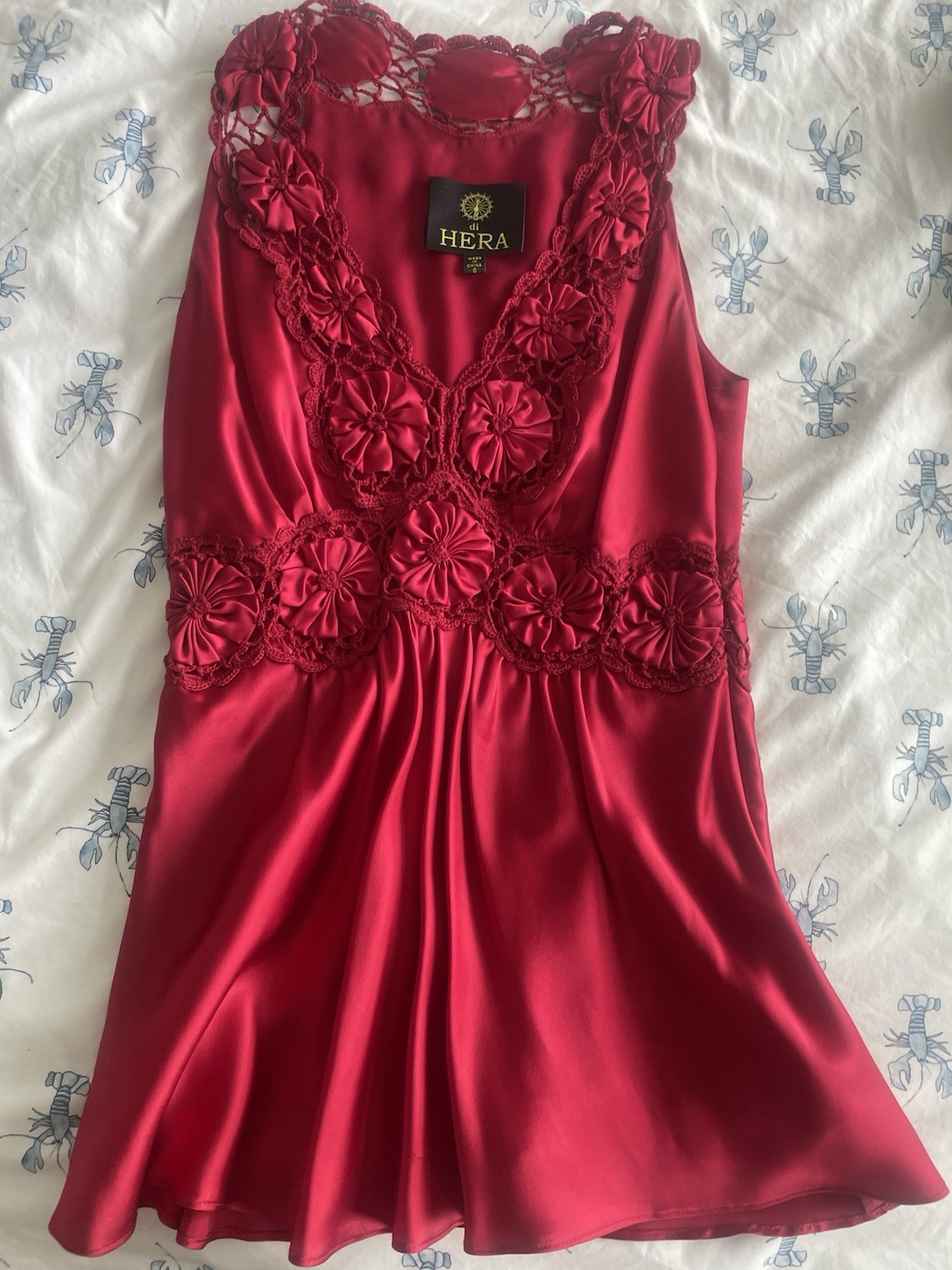 Stunning Silk Blouse In Scarlet Red By diHera Size 2