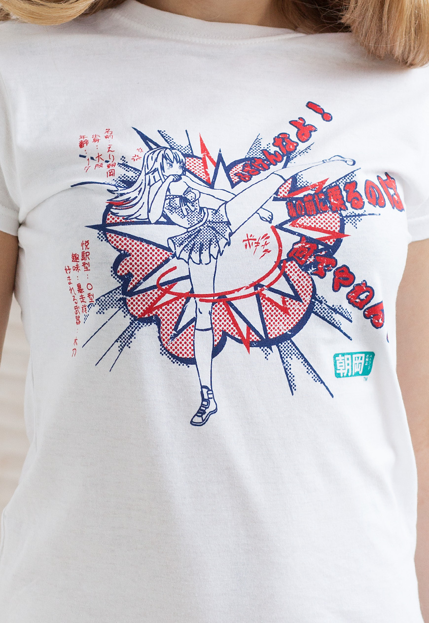 Japanese T Shirt Anime Manga Girl High Kick Karate Japan Cute Womens Printed Tee