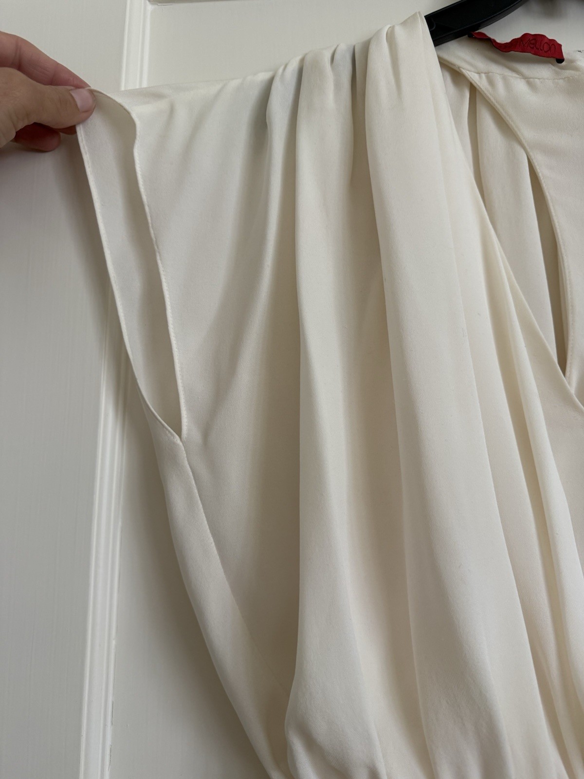 Tamara Mellon Cream Silk Drape Blouse Size 2