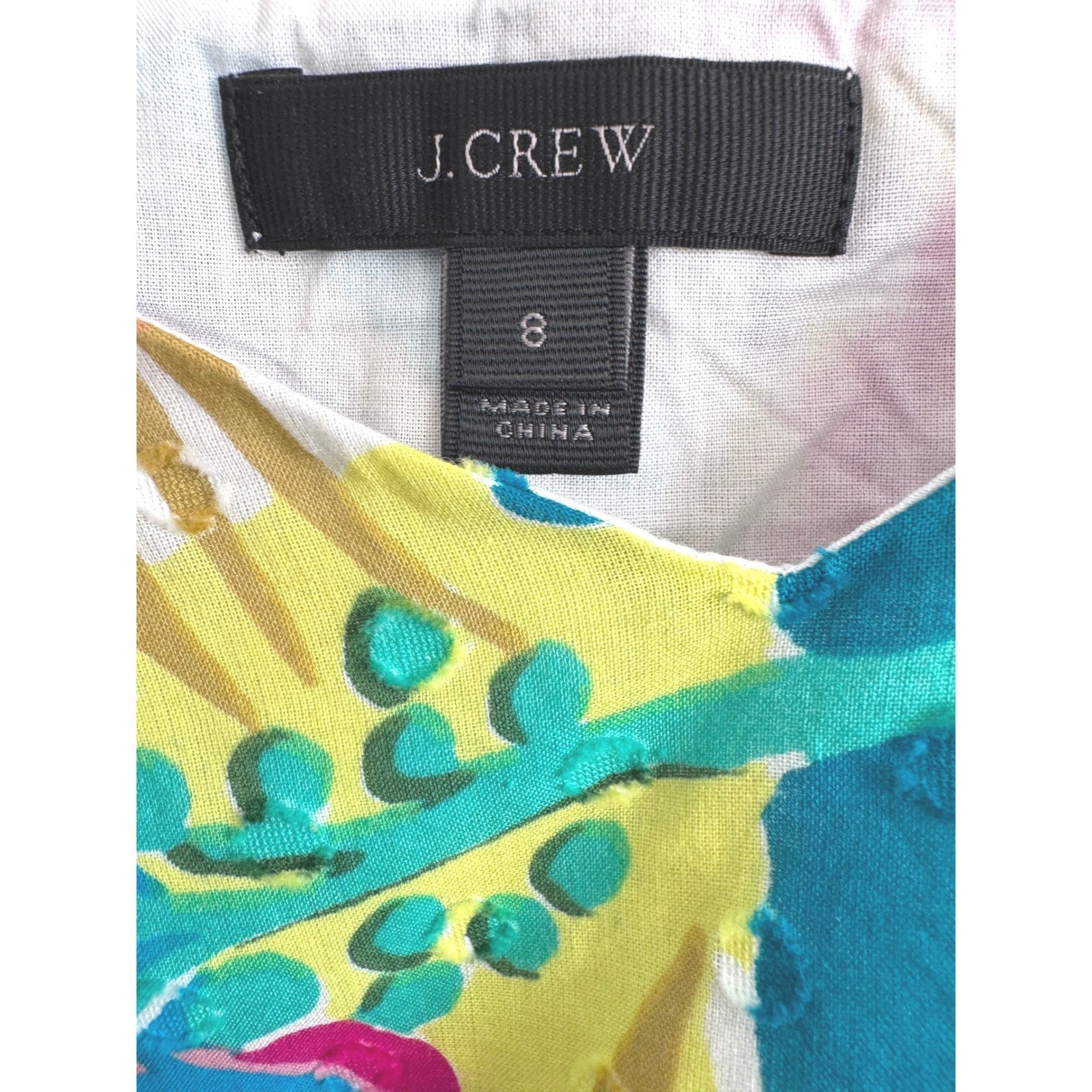 J.Crew Peplum Seaside Floral Size 8 Tie Shoulder Cottagecore Coastal Chic