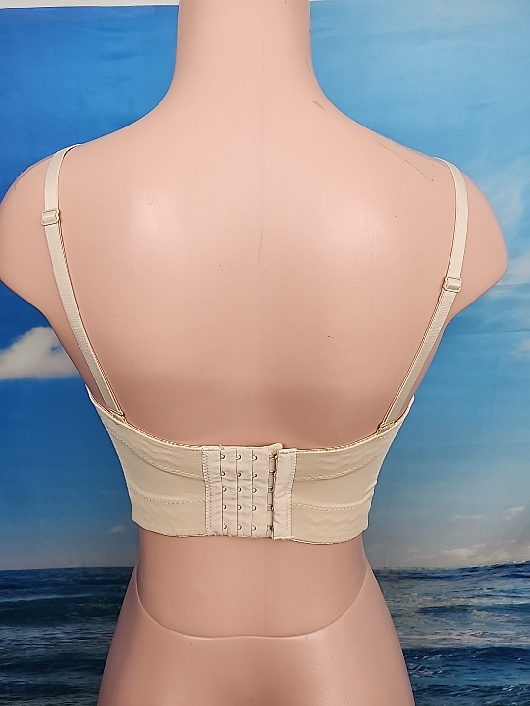 New Women’s Top Sparkly Bustier Crop Top Push Up Corset Bra Clubwear Beige 34/75