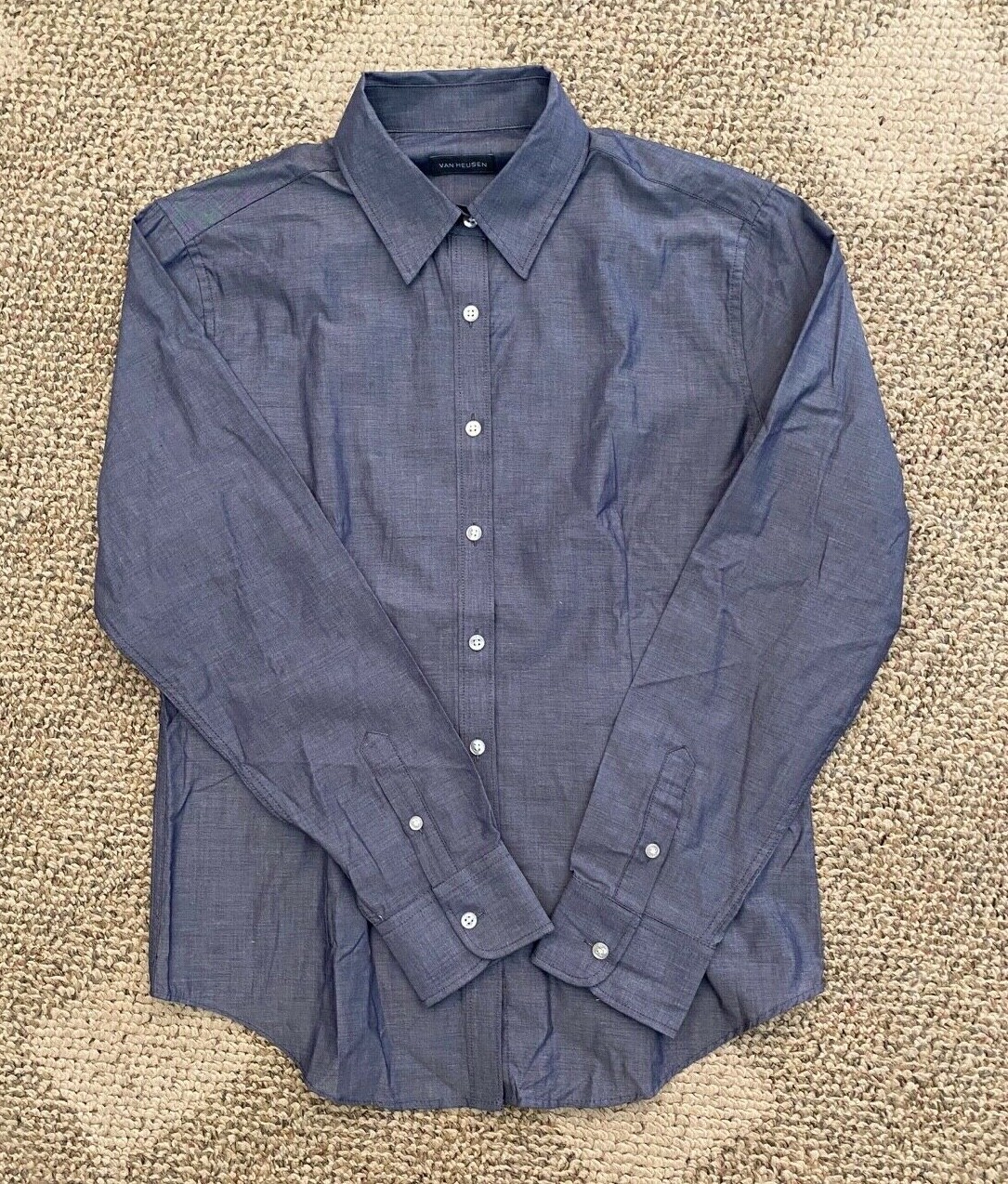 Womens Van Heusen Long Sleeve Button Up Shirt Bluish Gray Size 3XL (24-26)