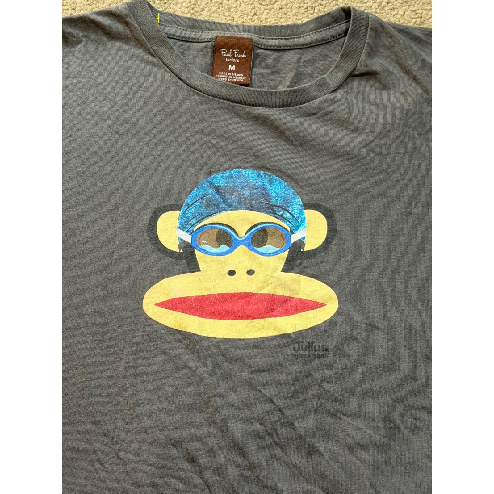 Paul Frank Julius Monkey Swimming Goggles T-Shirt Gray Juniors Medium JT8754