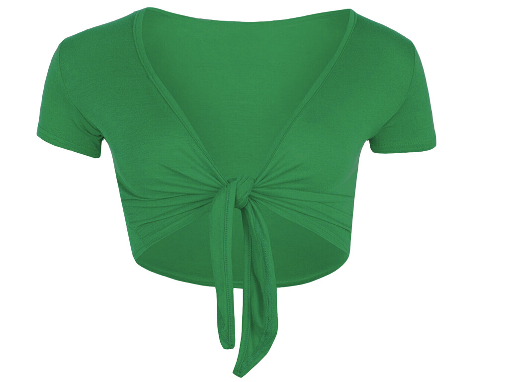 WOMEN TIE KNOT SHRUG TIE FRONT CROPPED BOLERO SHORT SLEEVE CARDIGAN PLUS SIZE