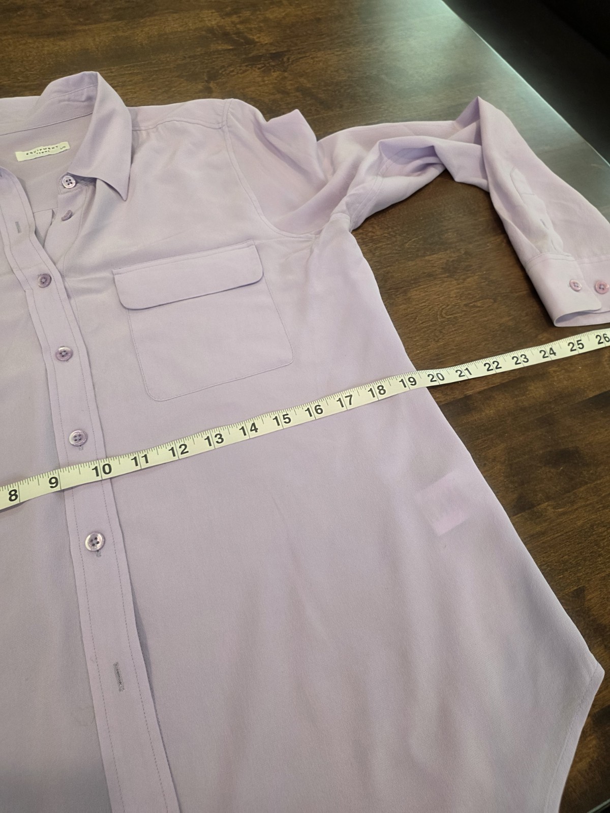 Equipment Femme Silk Button Up Women L Purple Lavender Utility Pocket Blouse