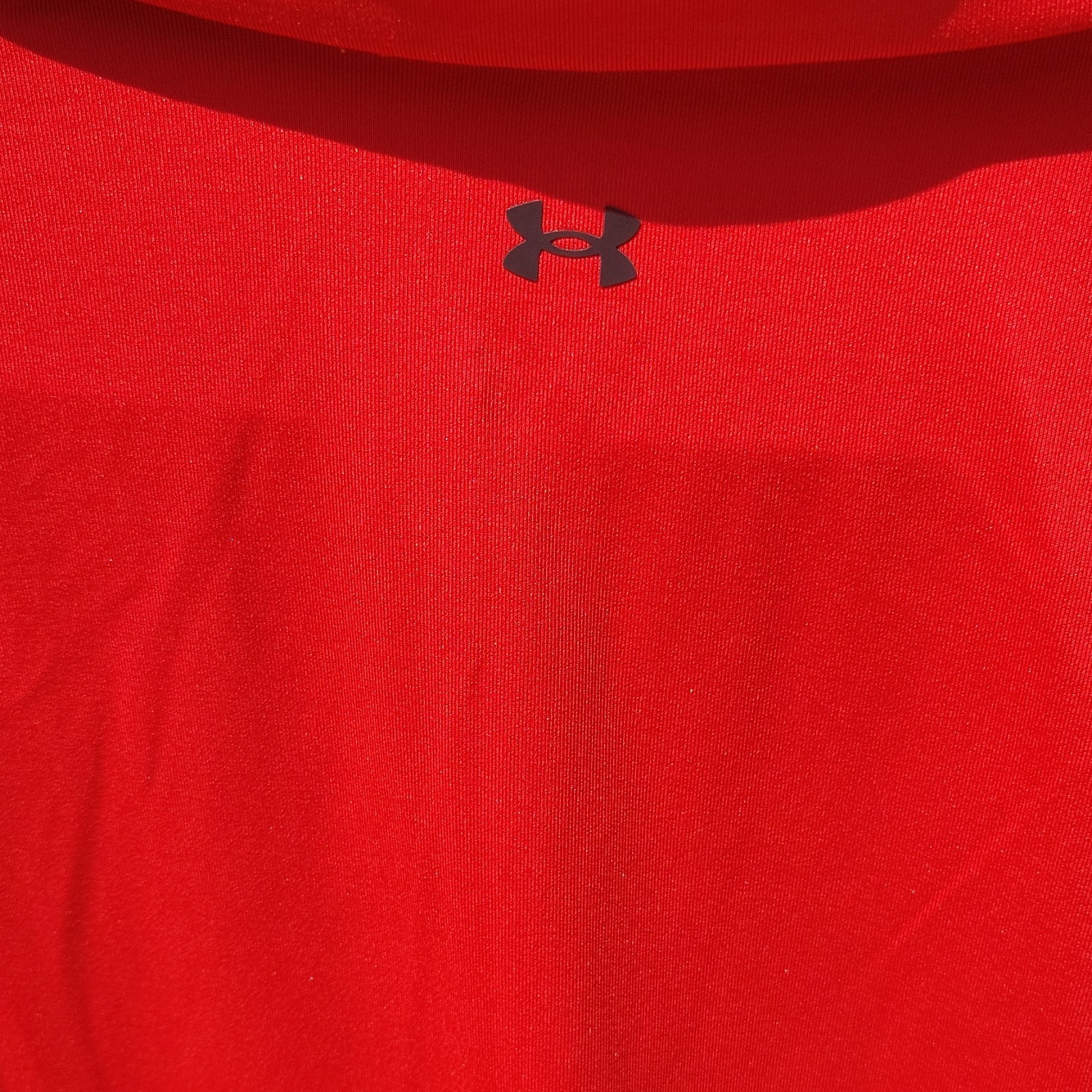 Under Armour Womans Fitted Red Polo Shirt L Short Sleeve Recycled Logo