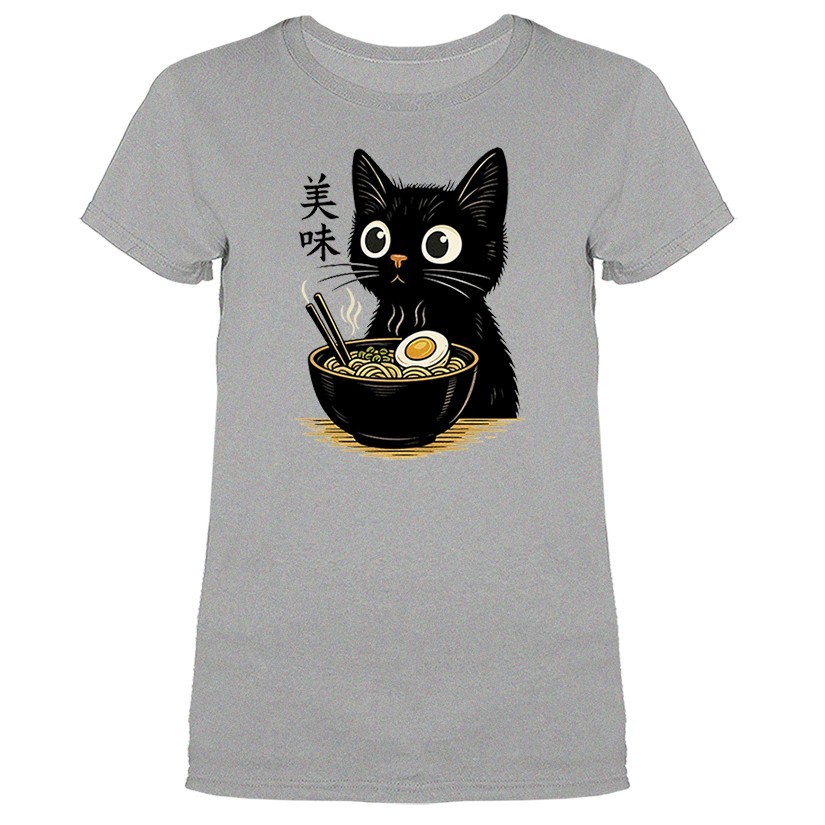 Cat Ramen Noodle Japanese Anime Manga Kawaii Cat Funny Humorous Women’s T-shirt
