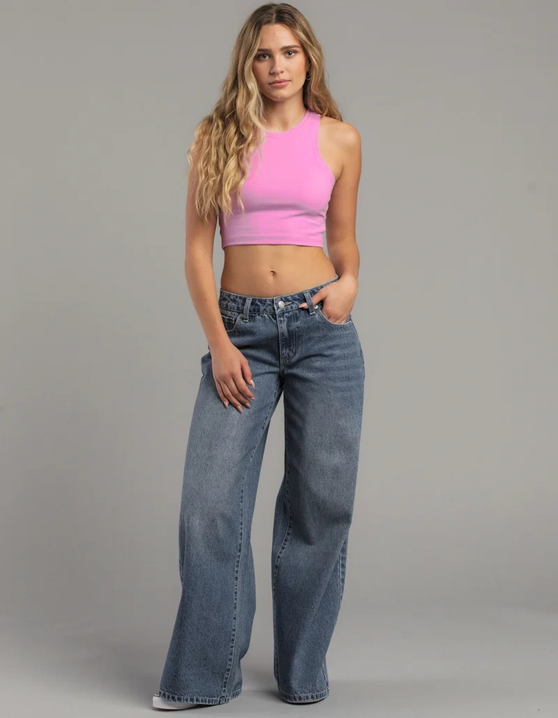 FULL TILT Essentials High Neck Ribbed Crop Tank Top Womens Tank PINK Y2K – XL