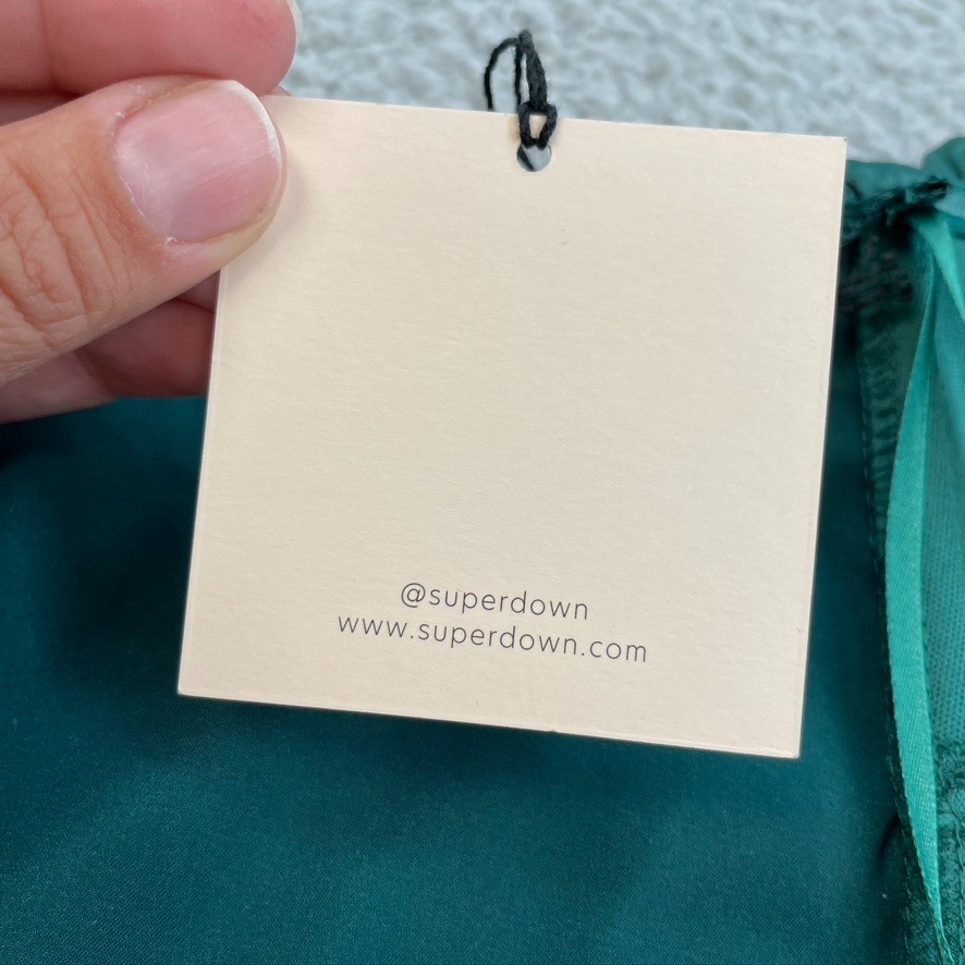 Superdown Sevilla Corset Top Womens Small Green Satin Strapless Club Festival