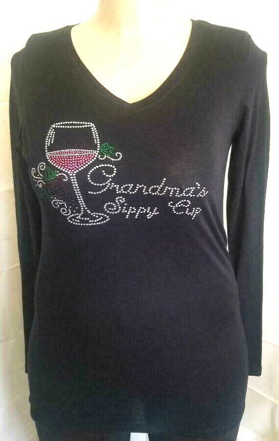 💎Crystal Embellished “Grandma’s Sippy Cup” Black 1XL💎