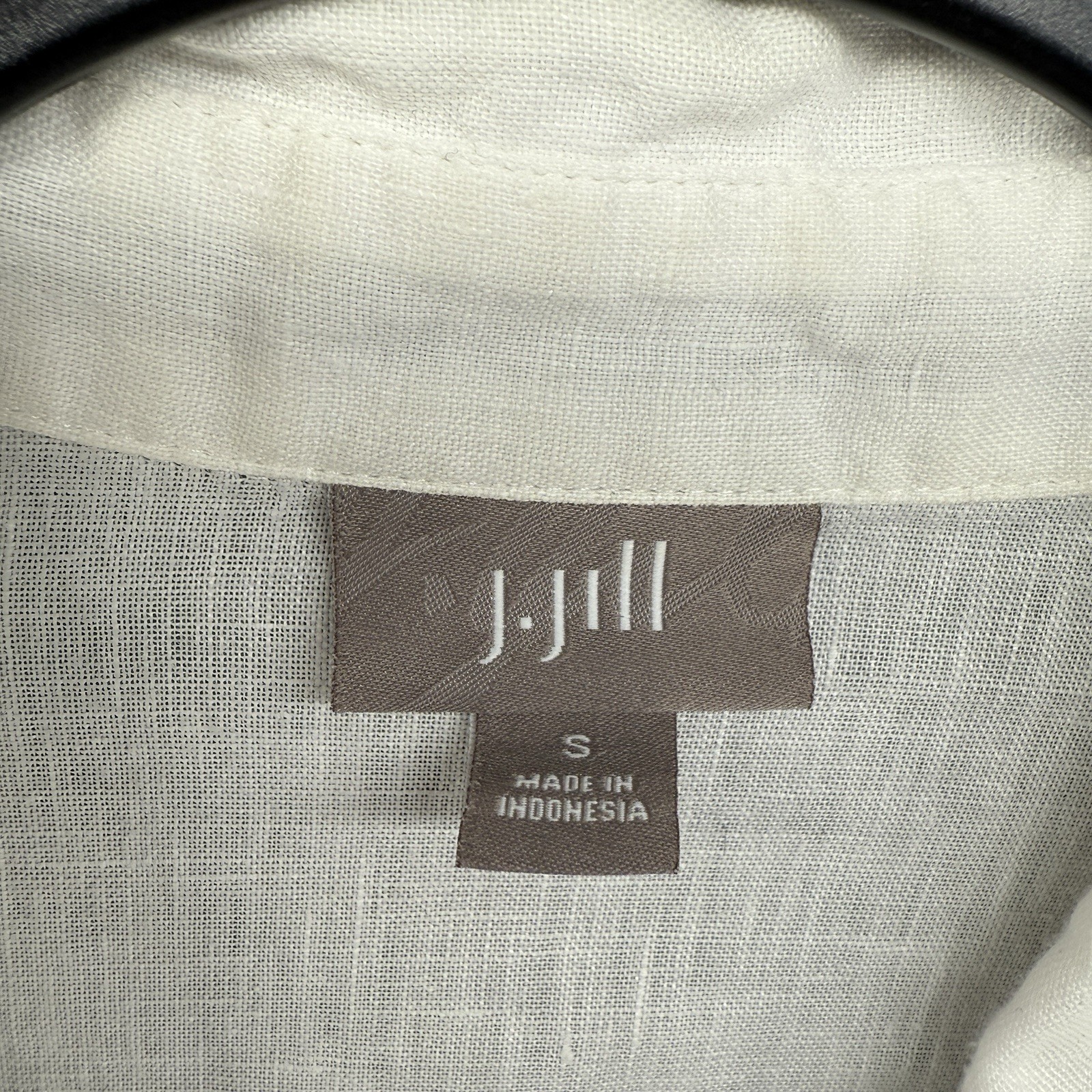 J Jill Blouse Top Womens S 100% Linen White Button Up Coastal Resort Minimalist