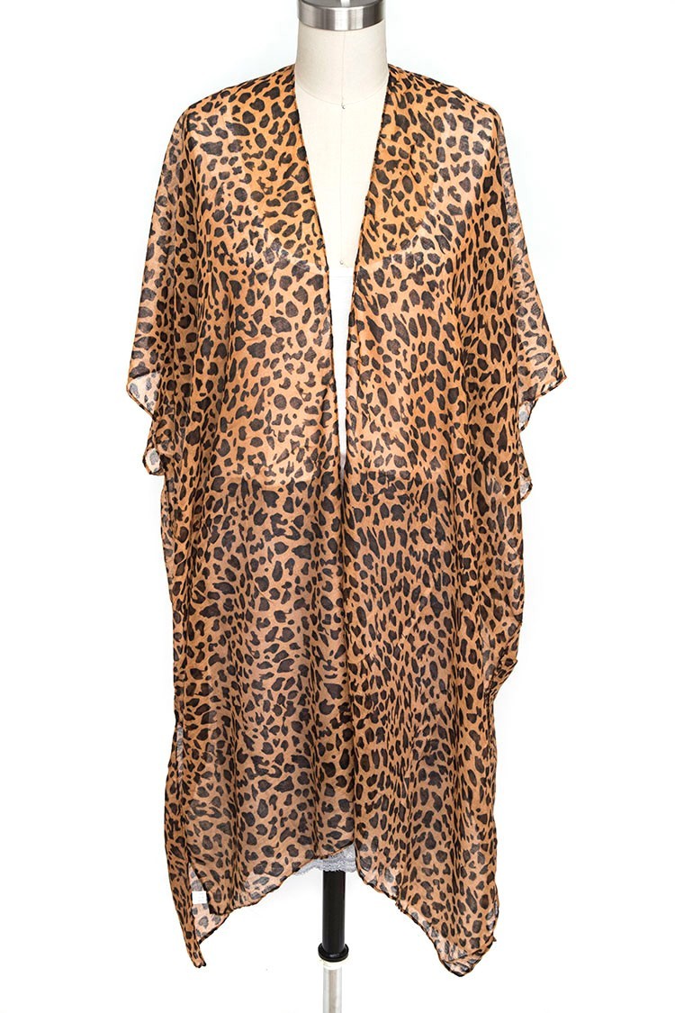 BNWT Leopard Printed Cheetah Animal Print Half Sleeve Kimono Cardigan