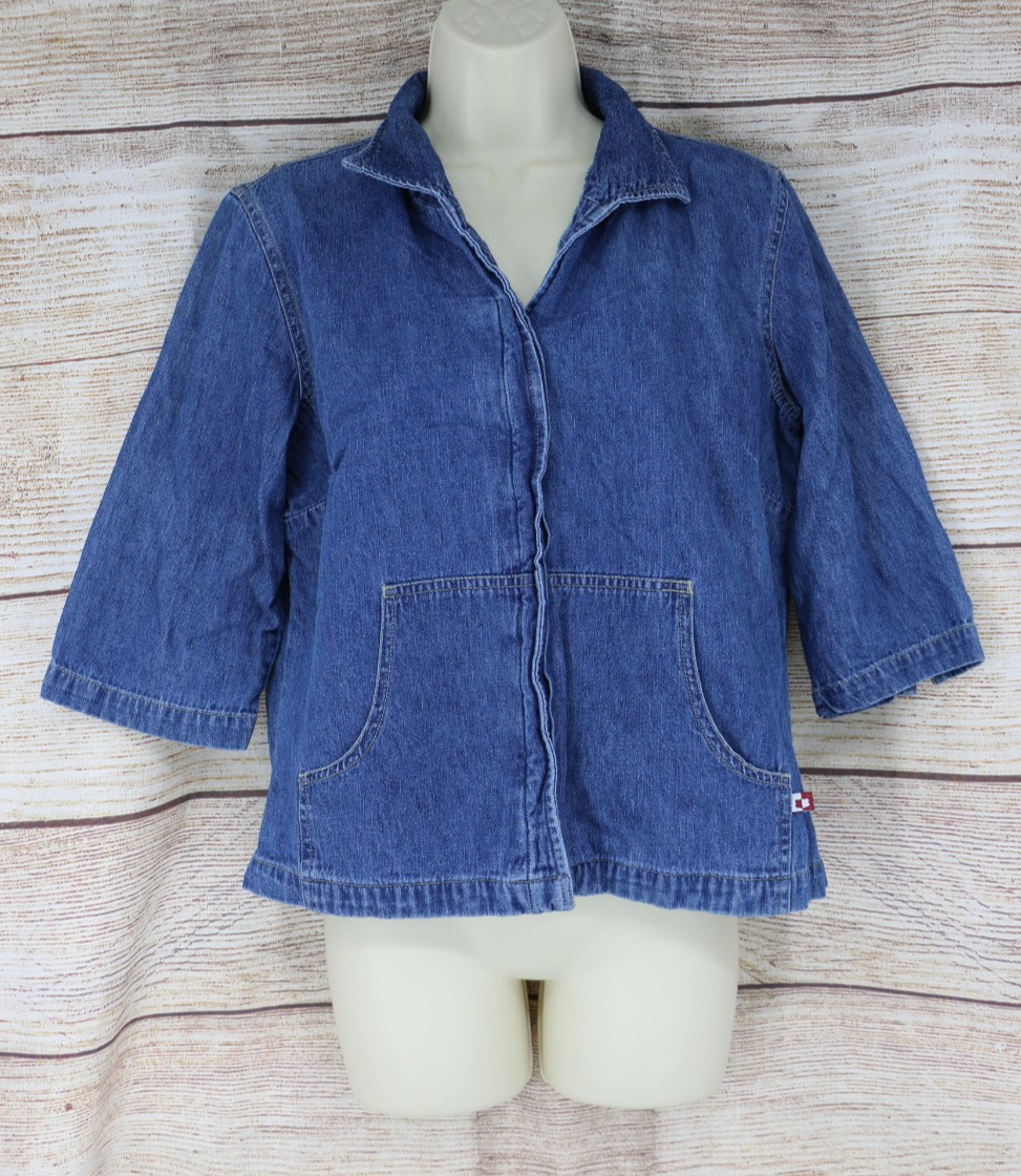 Route 66 Women’s Size Medium Snap Up 3/4 Sleeve Denim Blue Shirt