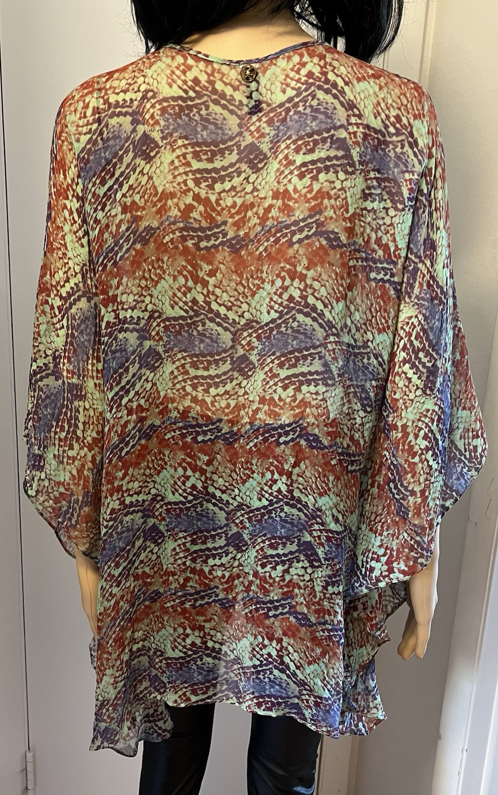 VIX By Paula Hermanny Colorful Snake Print Silk Organza Tunic Sz Medium