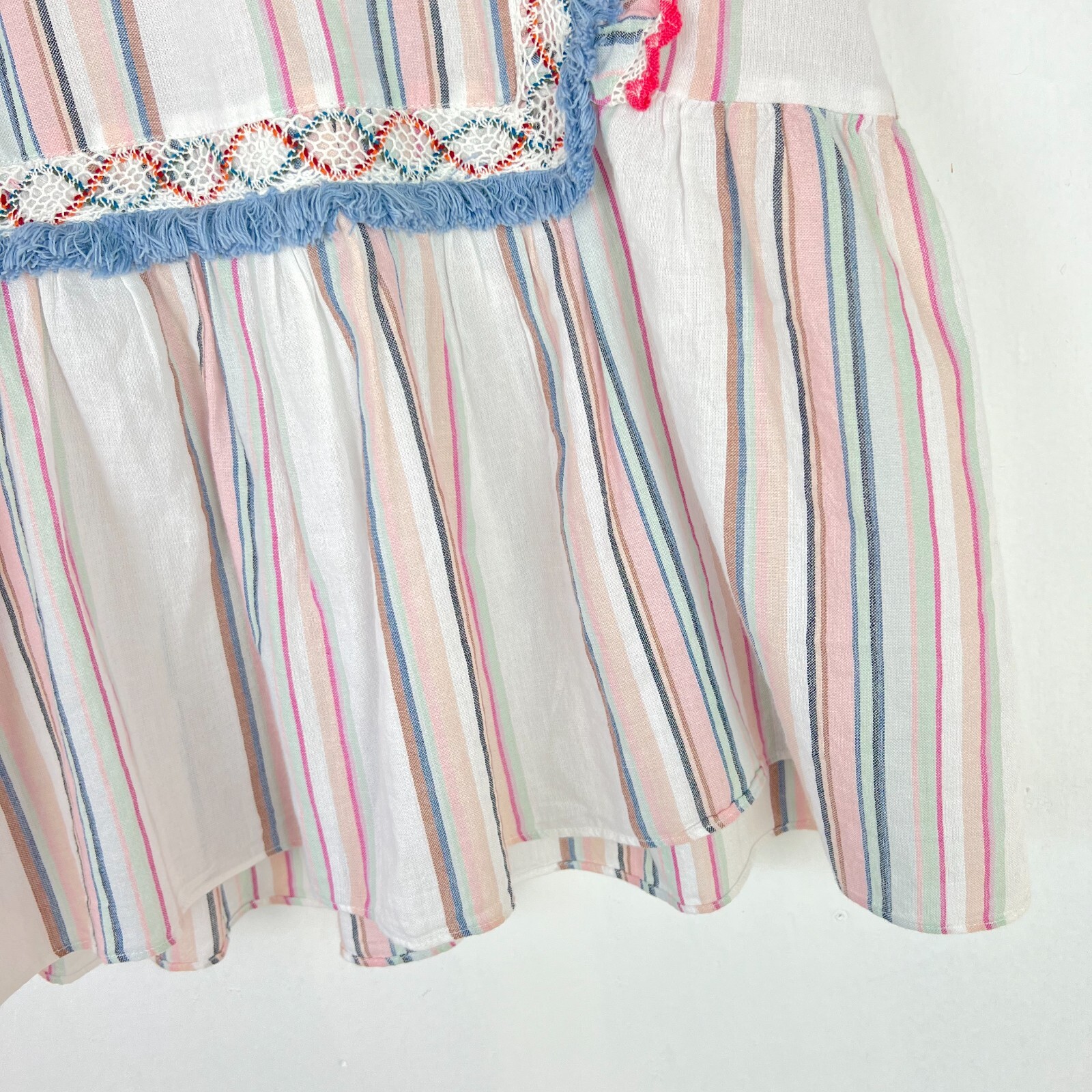 Ella Moss Natalia Ruffle Baby Doll Top Sleeveless Fringe Size Large L EUC L2191