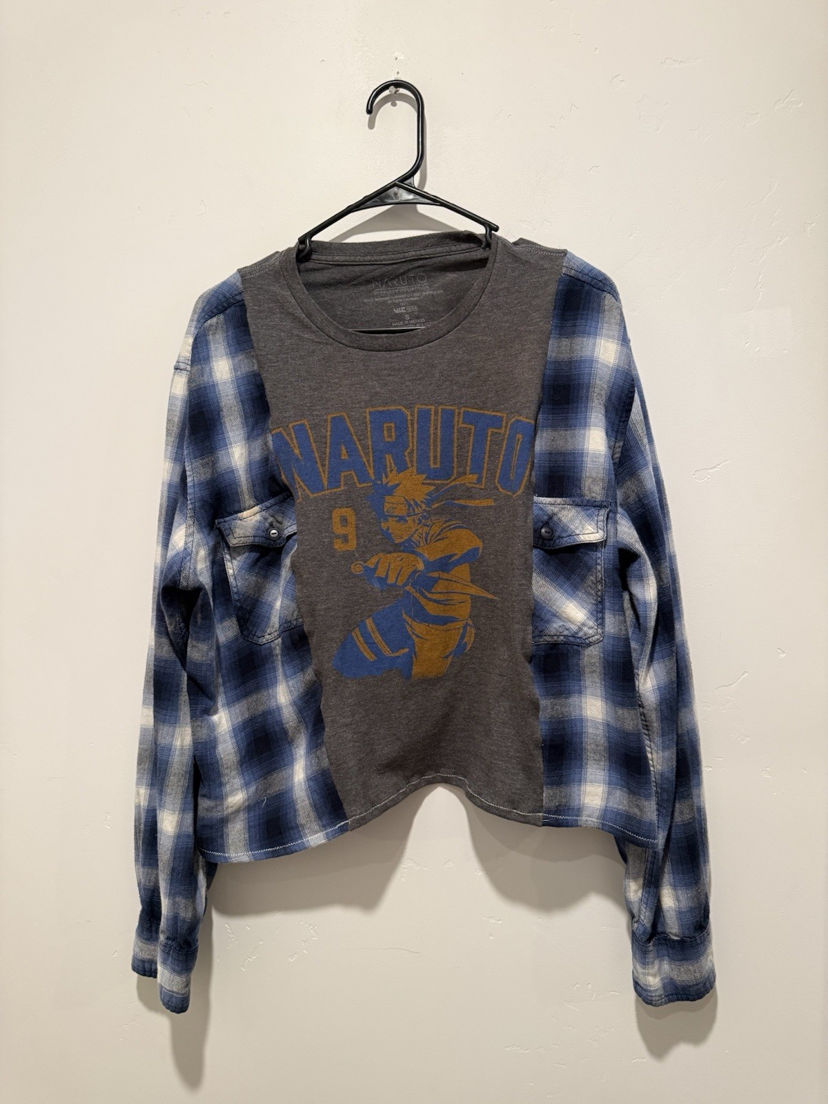 Reworked Upcycle Grunge Oversize Naruto Flannel Sweater M/L