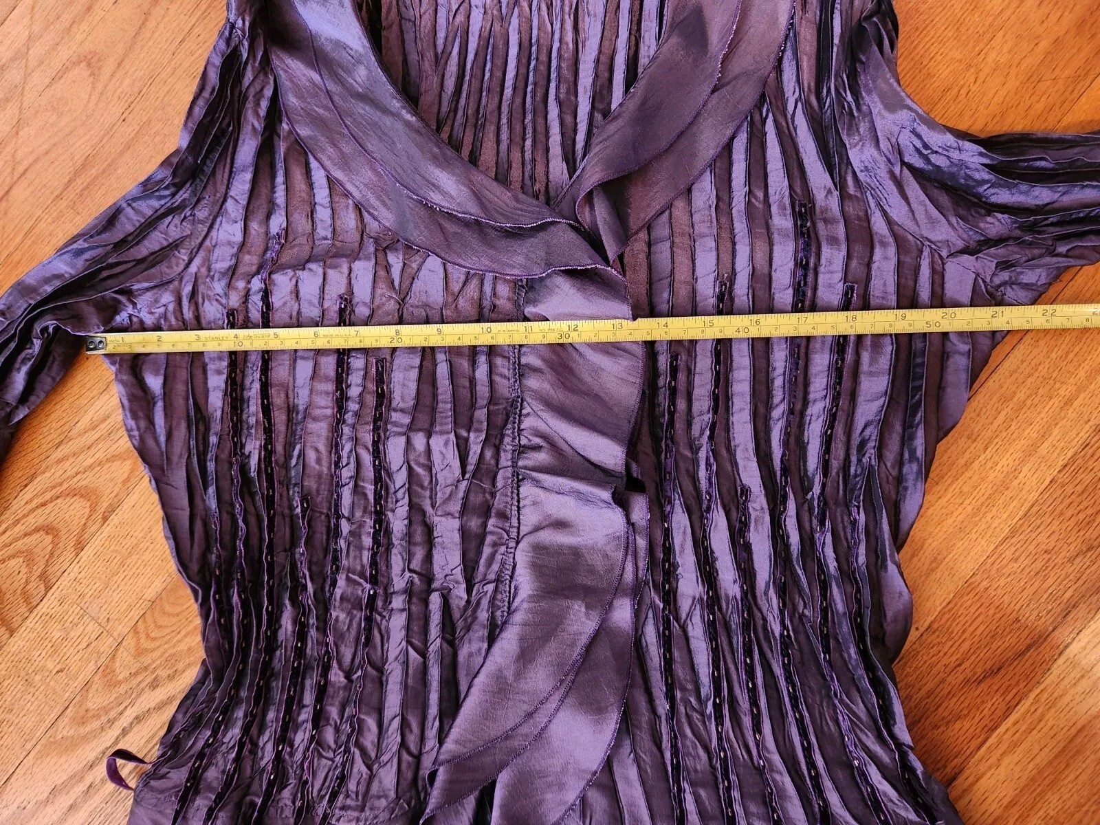 Vintage Y2K Agora Purple Crinkle Frill Fairy Whimsygoth Blouse Size P XL