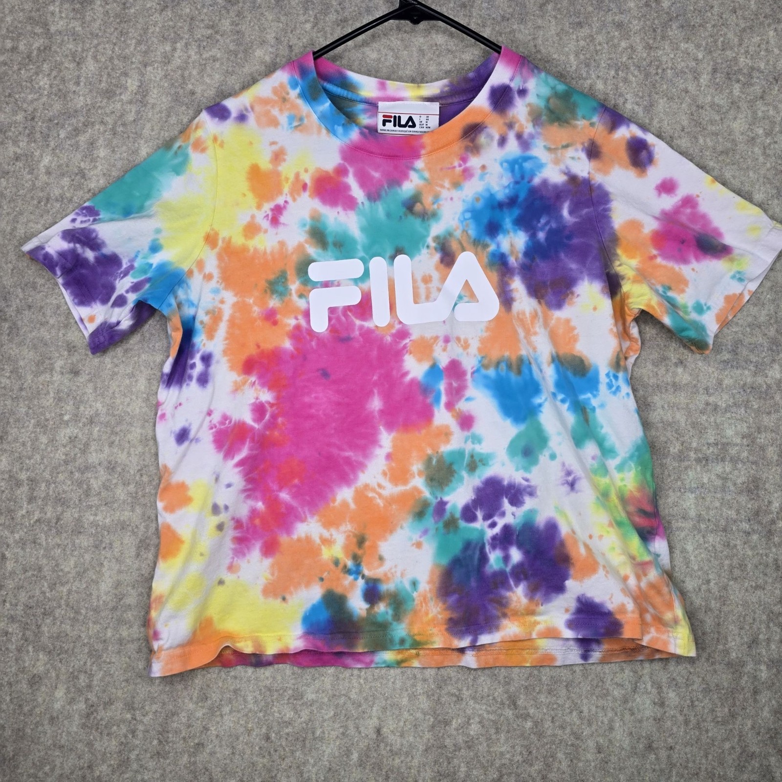 Fila Women’s Tie-Dye Logo T-Shirt Multicolor M Cotton Casual Regular Fit