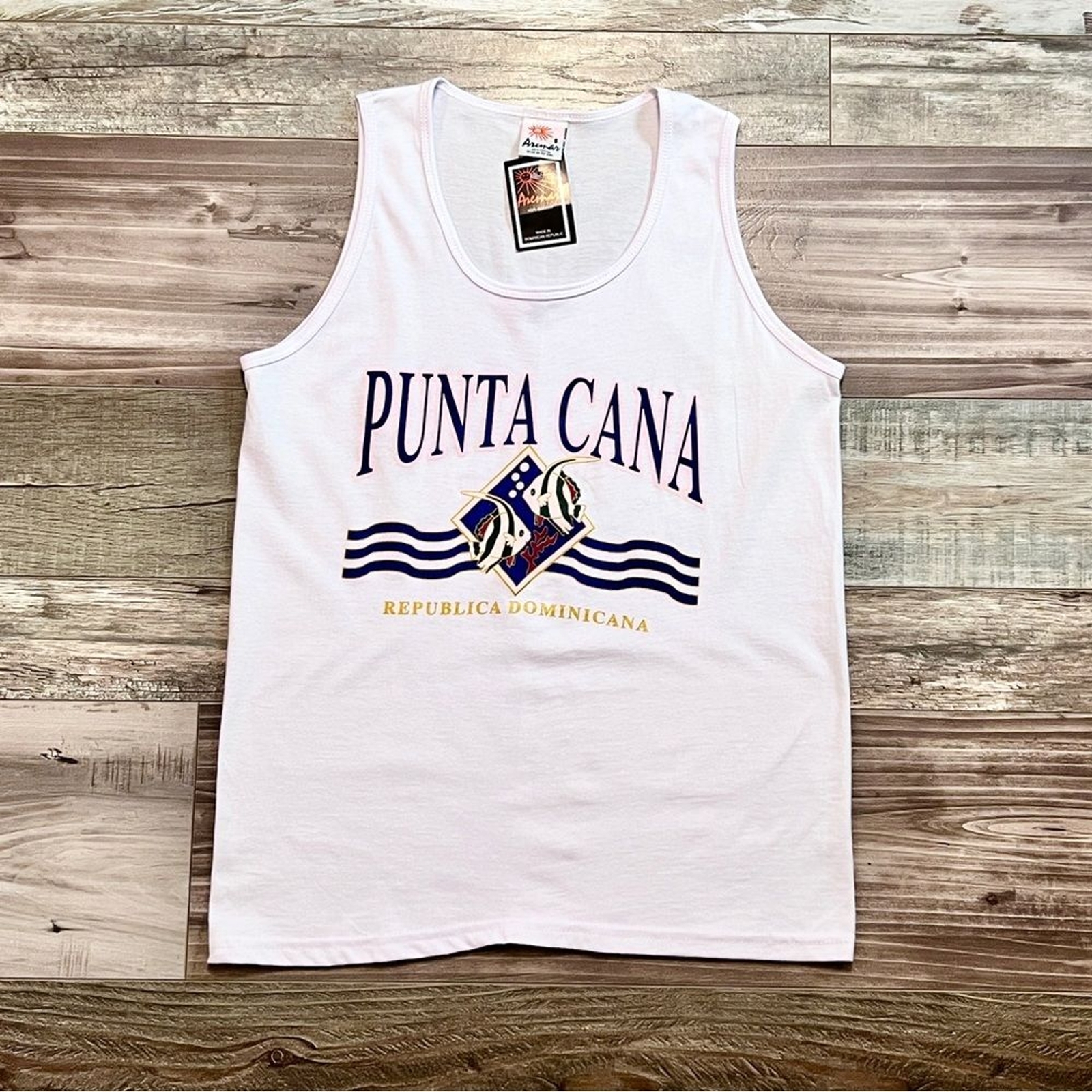 Vintage NWT Punta Cana Dominican Republic Graphic Tank Top Size Small Deadstock