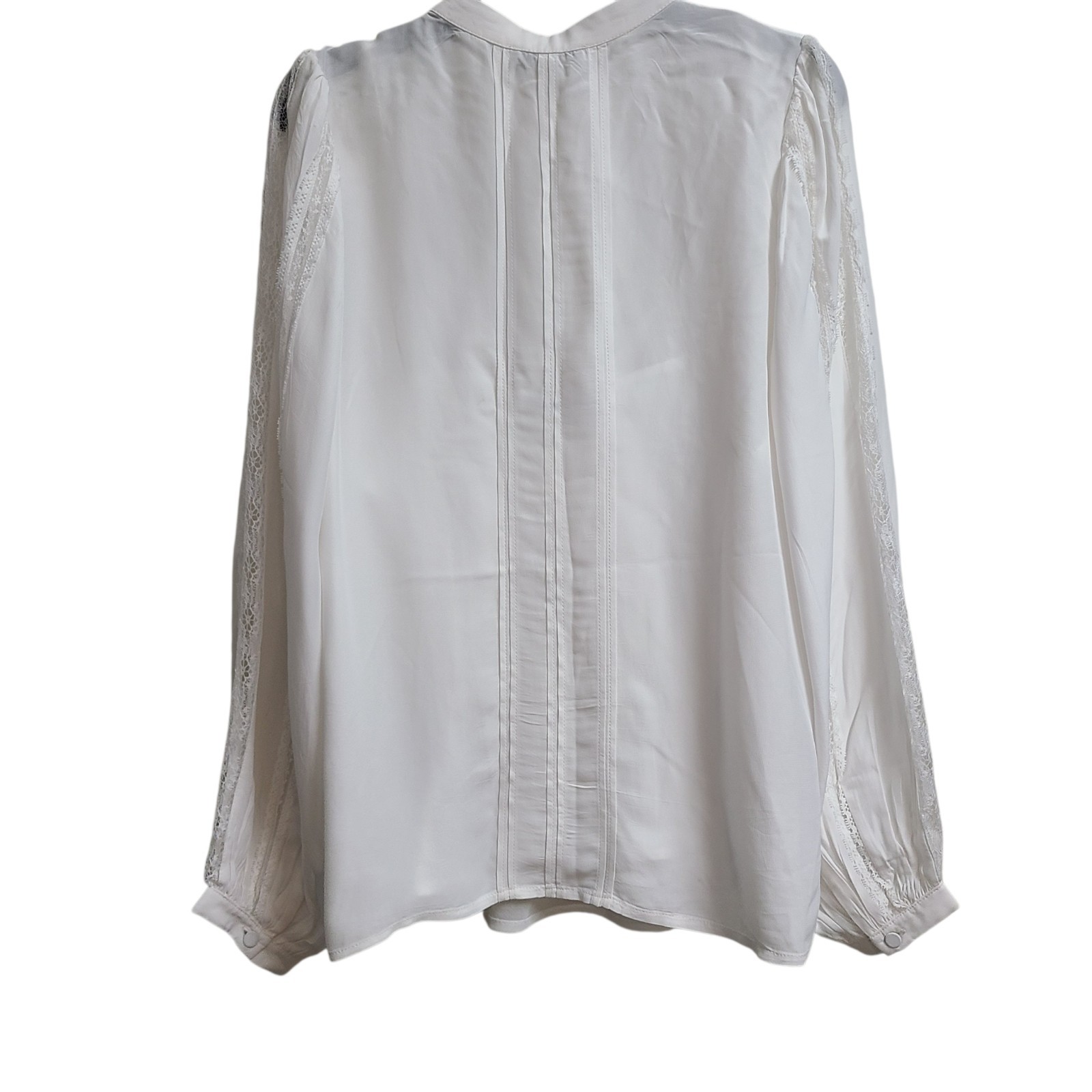 Madewell Lace-Insert Button-Up Long-Sleeve Blouse Winter White XS NEW