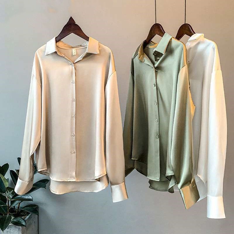 Women’s Long-sleeved Satin Shirt