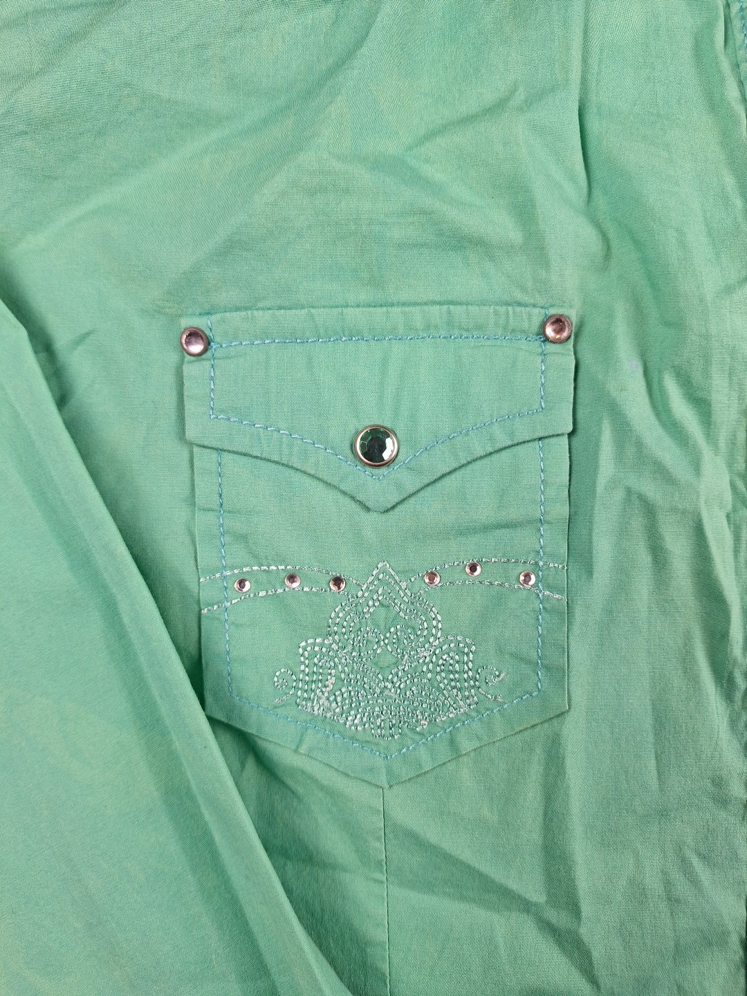 Rock 47 by Wrangler Shirt Gem Snap Embroidery Gemstone Rhinestones Womens Large