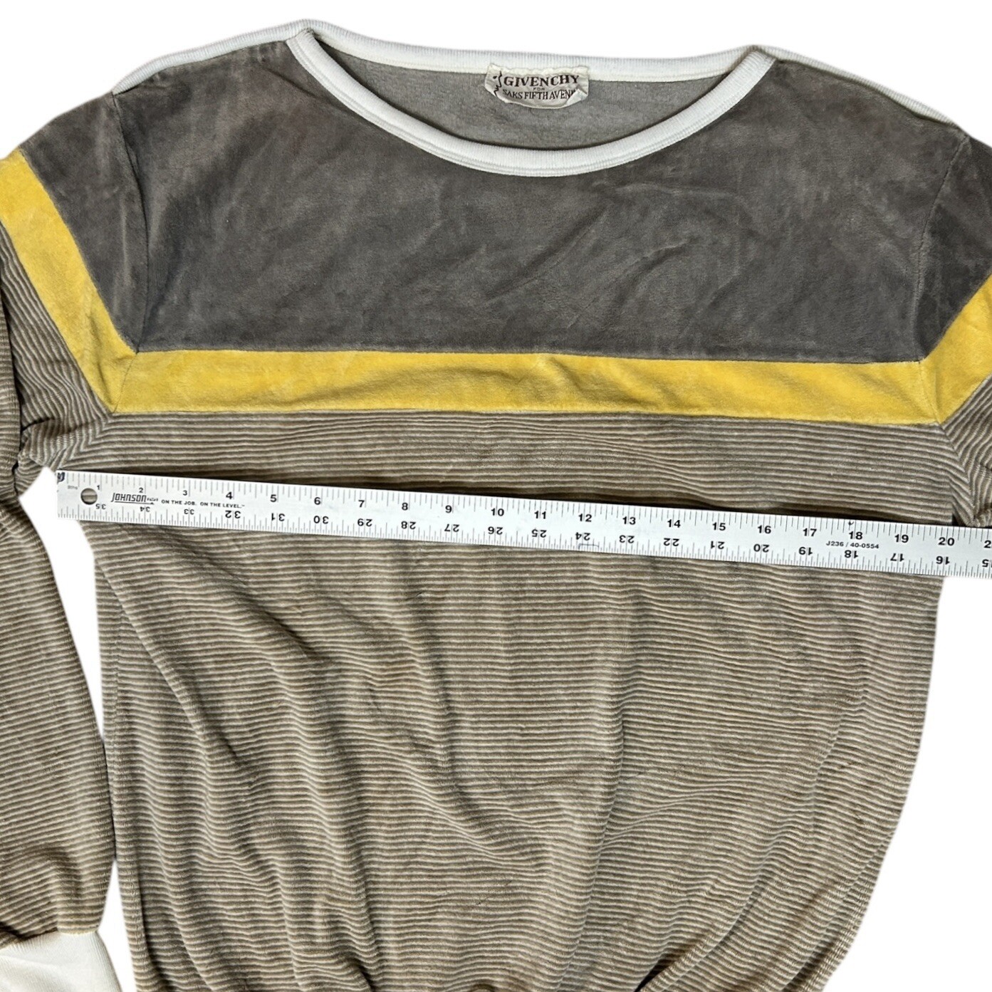 GIVENCHY Saks Fifth Ave Vintage Velour Stripe Pullover Sweatshirt Womens L